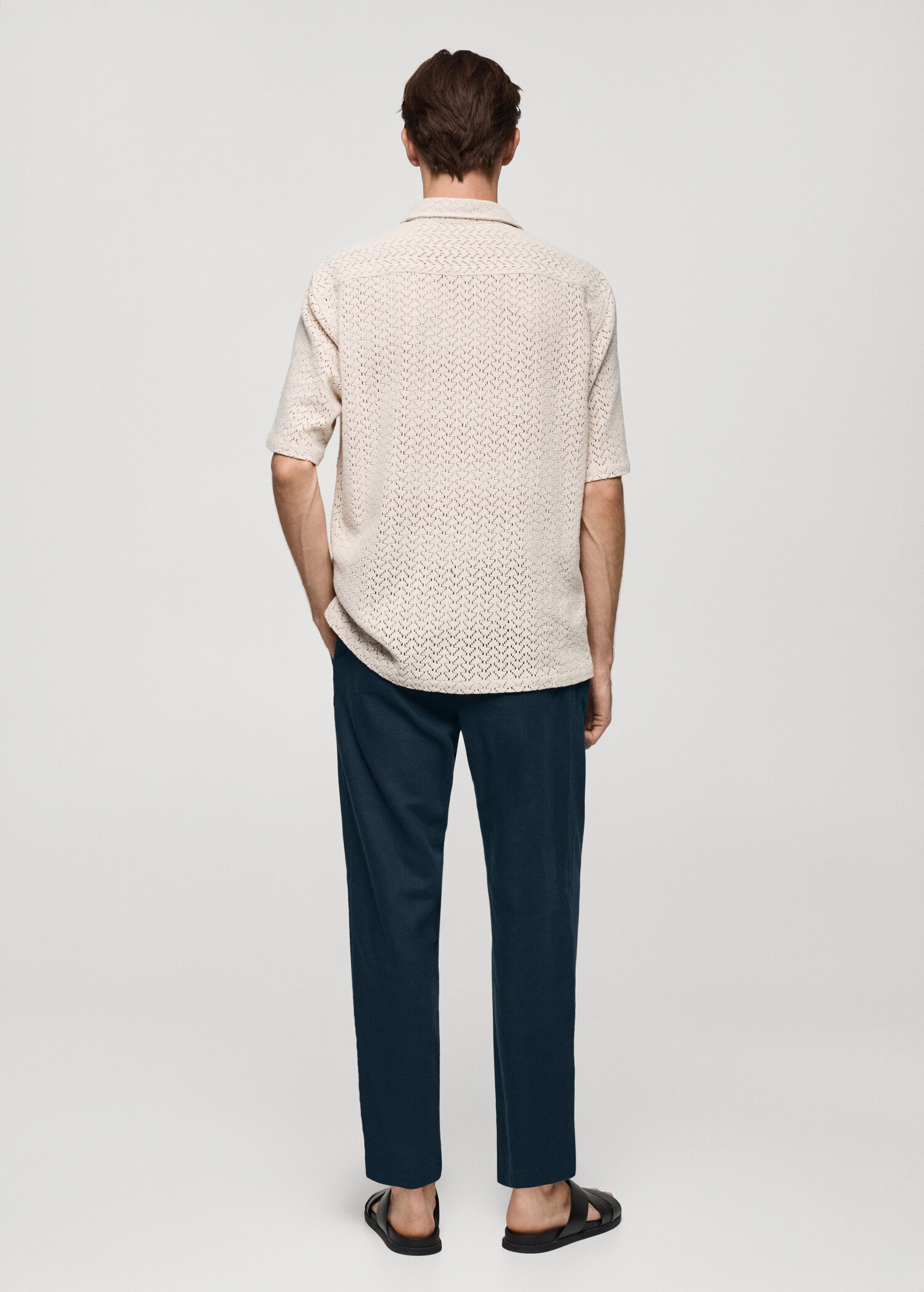 Slim Fit-Leinenhose mit Kordel - Rückseite des Artikels