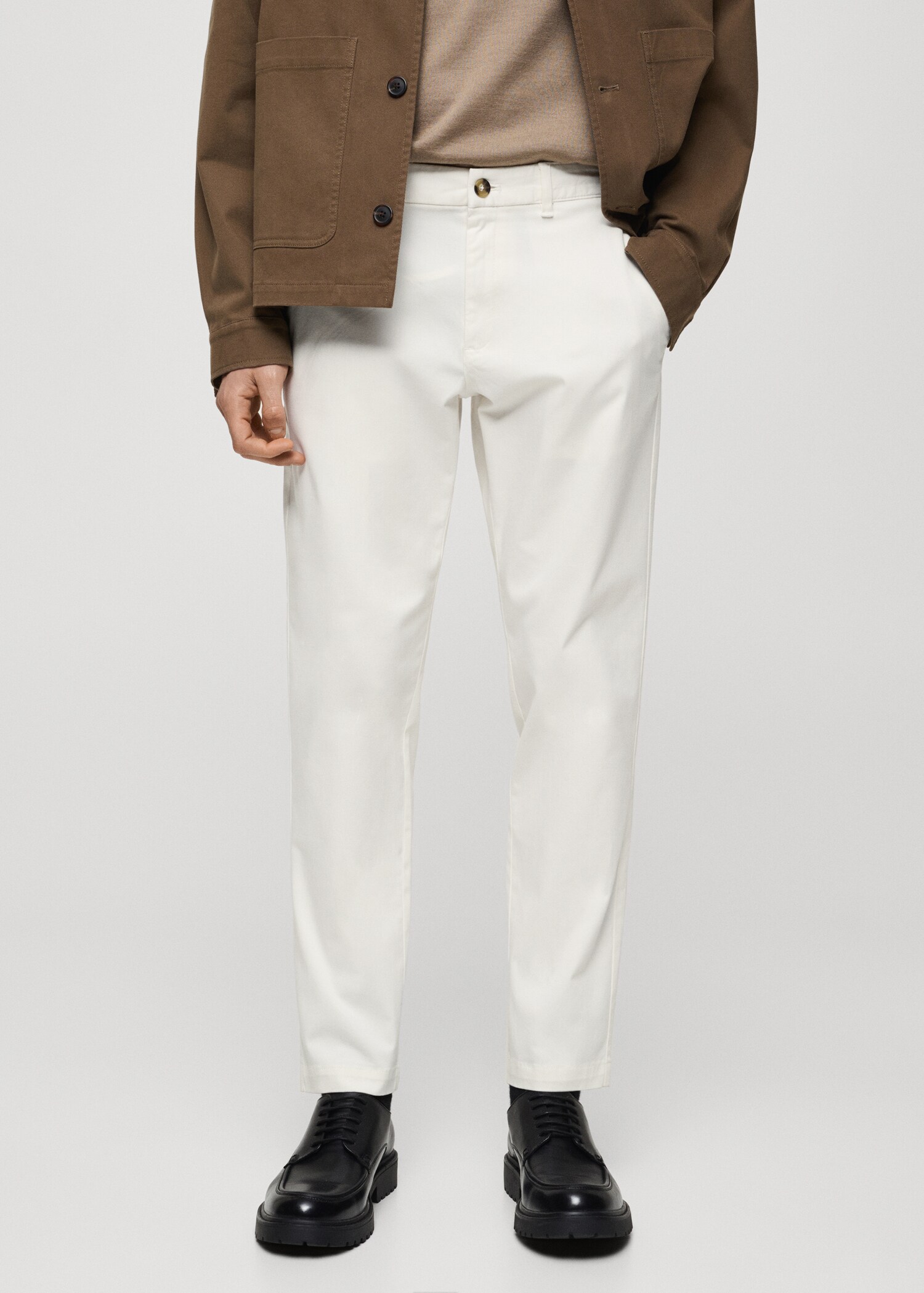 Cotton tapered crop trousers - Medium plane