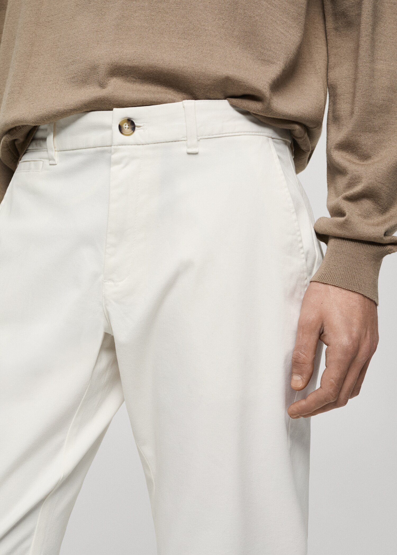 Cotton tapered crop trousers - Details of the article 1