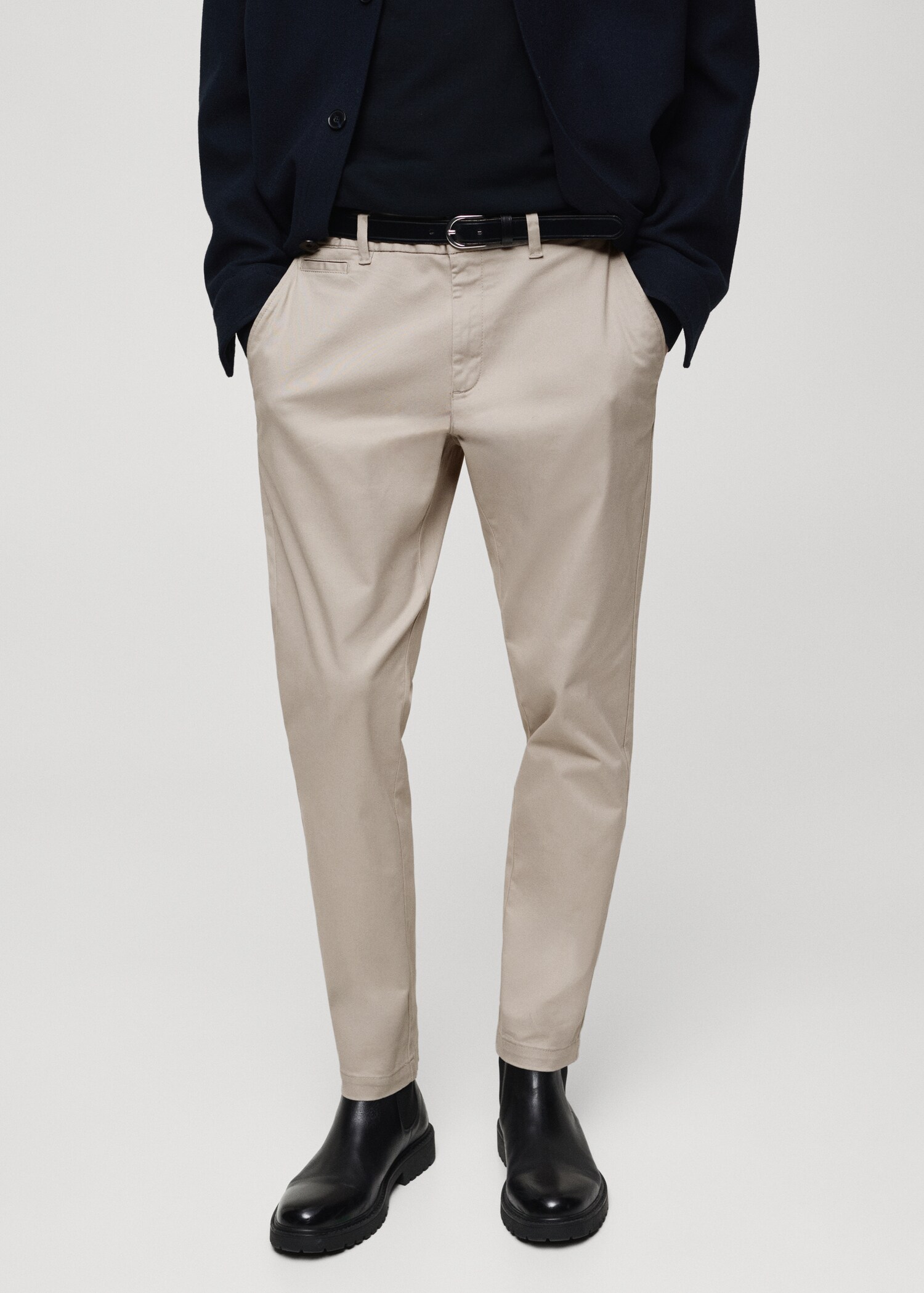 Cotton tapered crop trousers - Medium plane