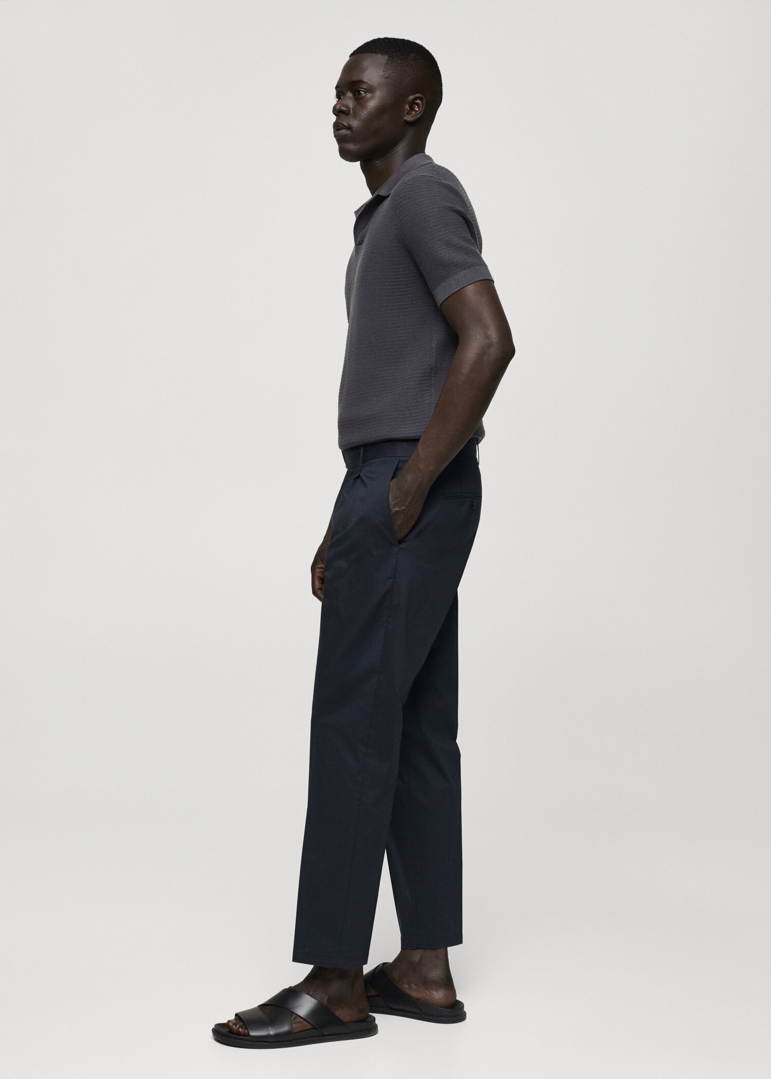 Pantalon coton slim-fit pinces - Détail de l'article 2