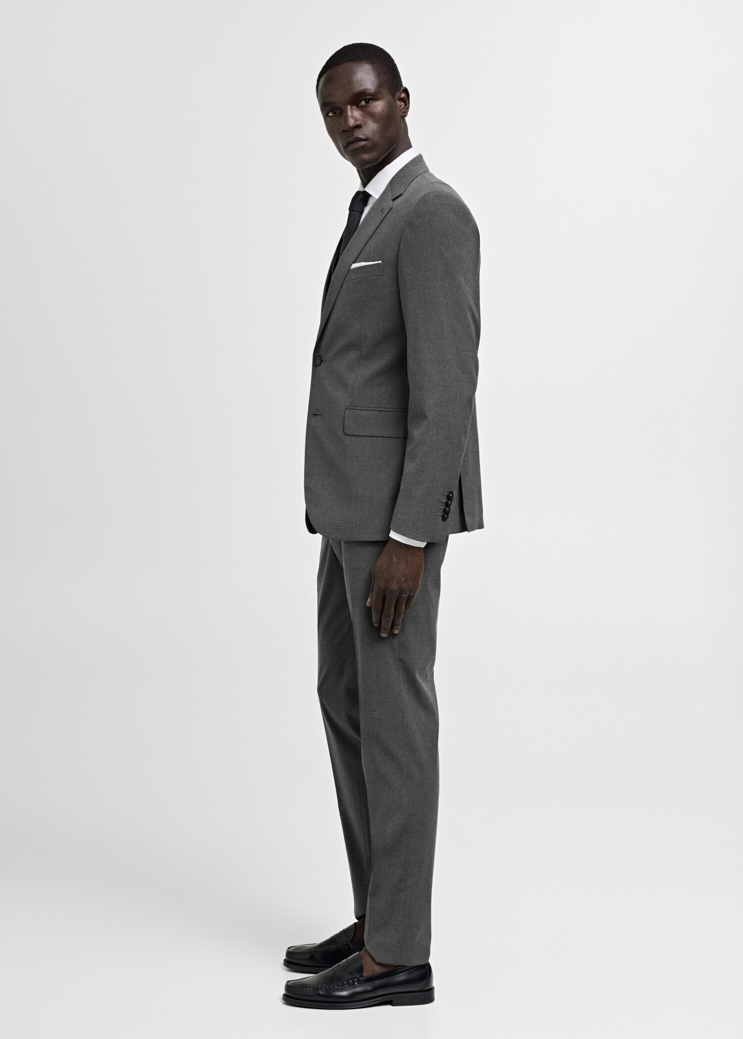 Stretch-fabric slim-fit suit trousers - Details of the article 1