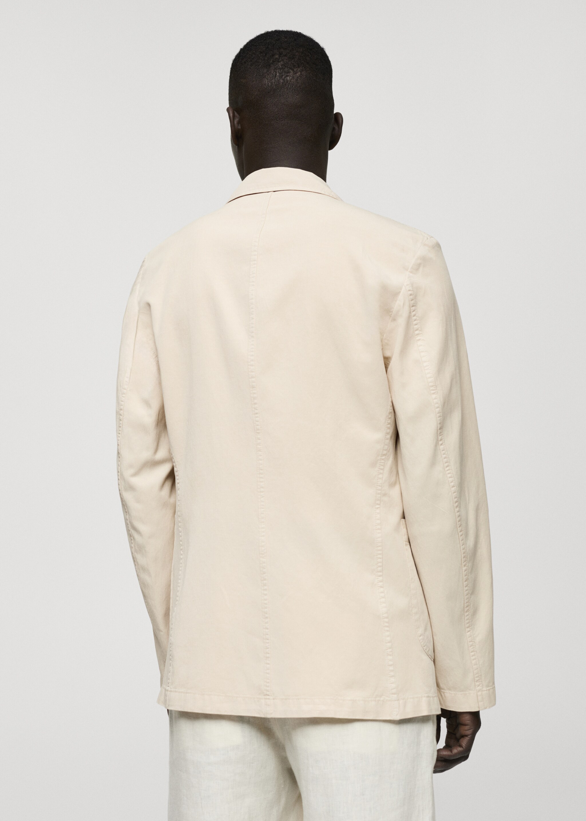 Washed-effect cotton-linen jacket - Reverse of the article