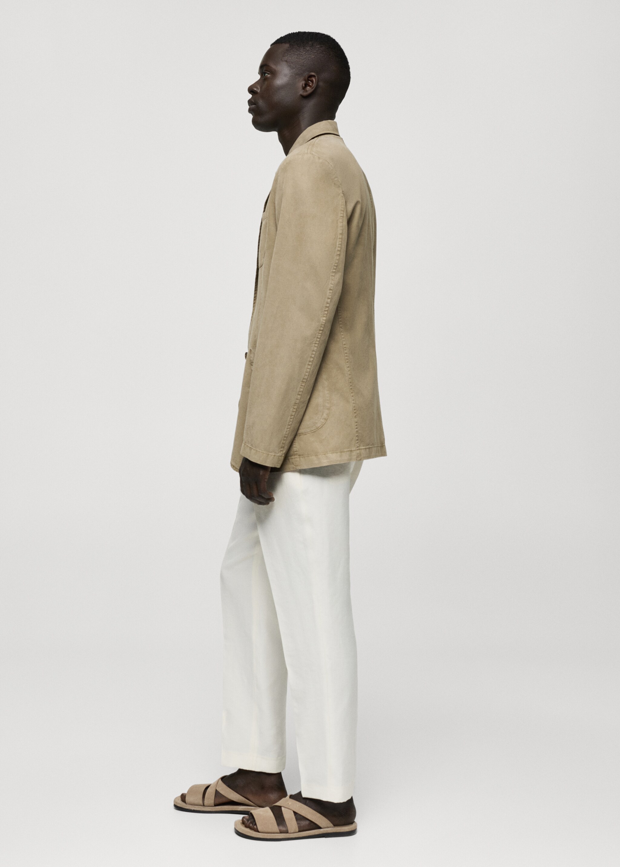 Washed-effect cotton-linen jacket - Details of the article 2