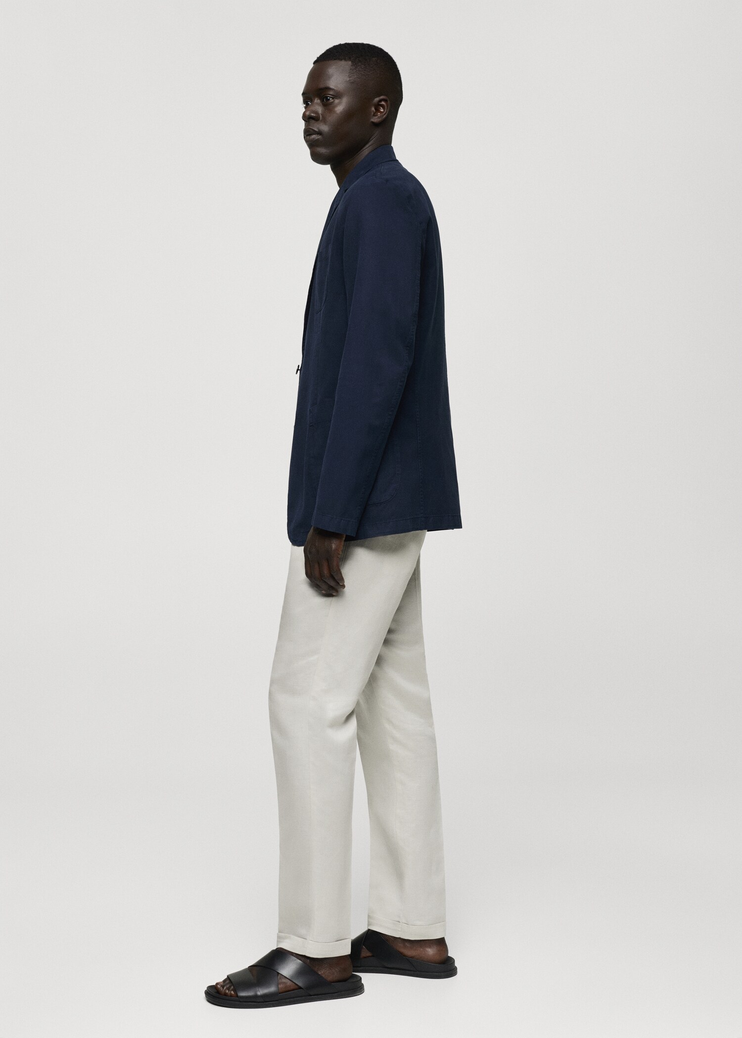 Washed-effect cotton-linen jacket - Details of the article 2