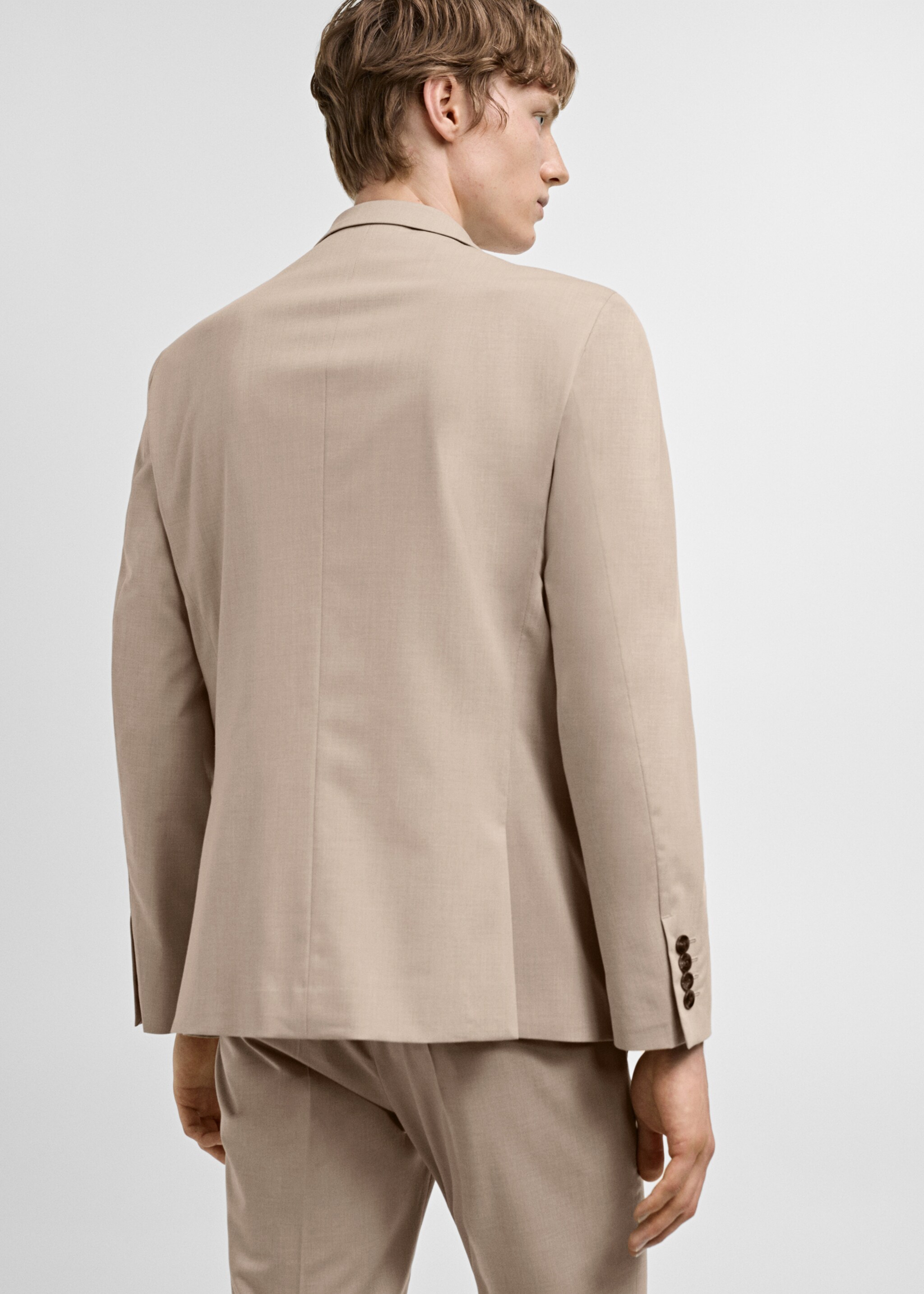 Super Slim Fit-Anzugsakko aus Stretchgewebe - Rückseite des Artikels, Beige. Ref: 77010578-00.