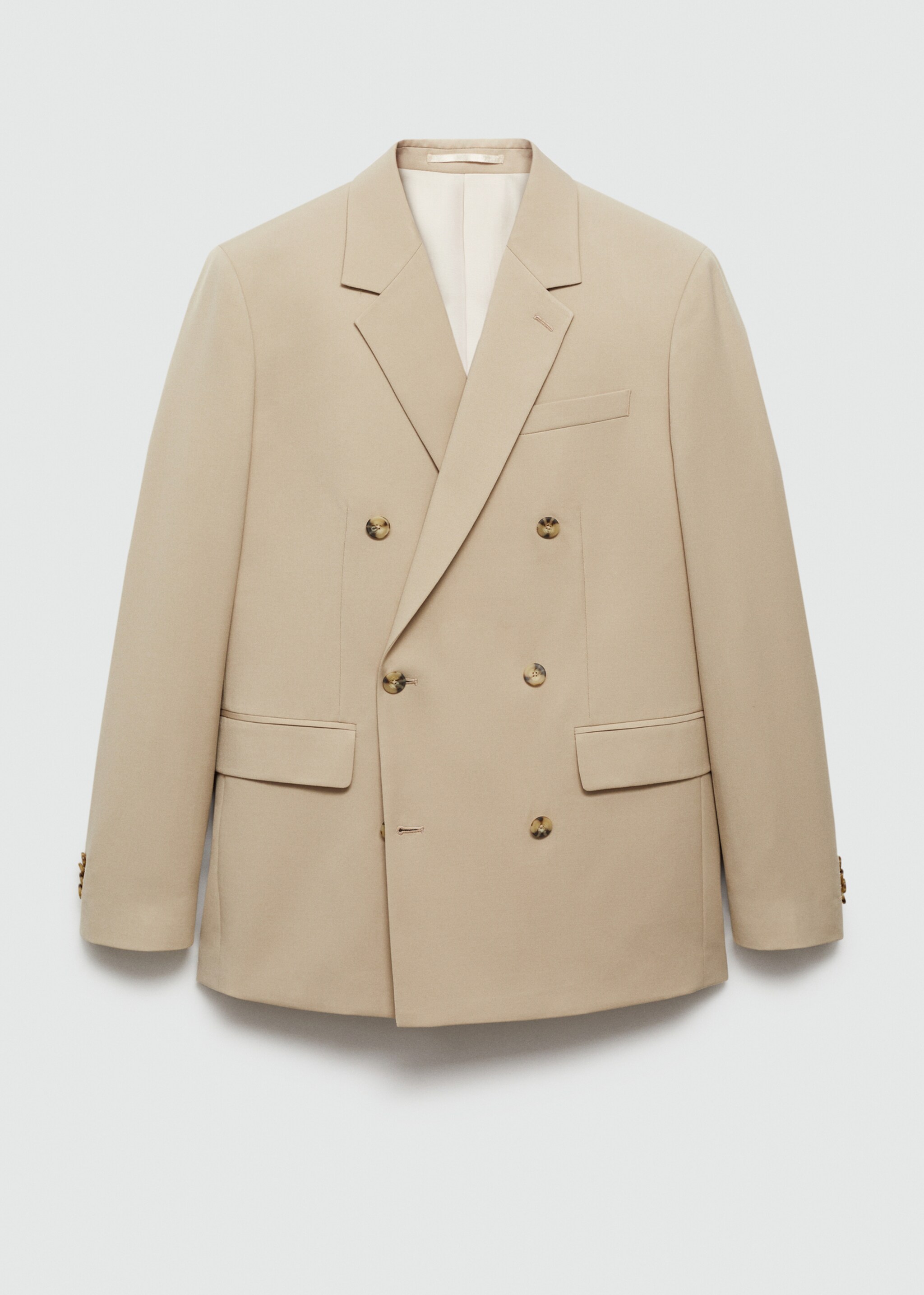 Double-breasted regular-fit suit jacket - Article without model, Beige. Ref: 77010580-00.