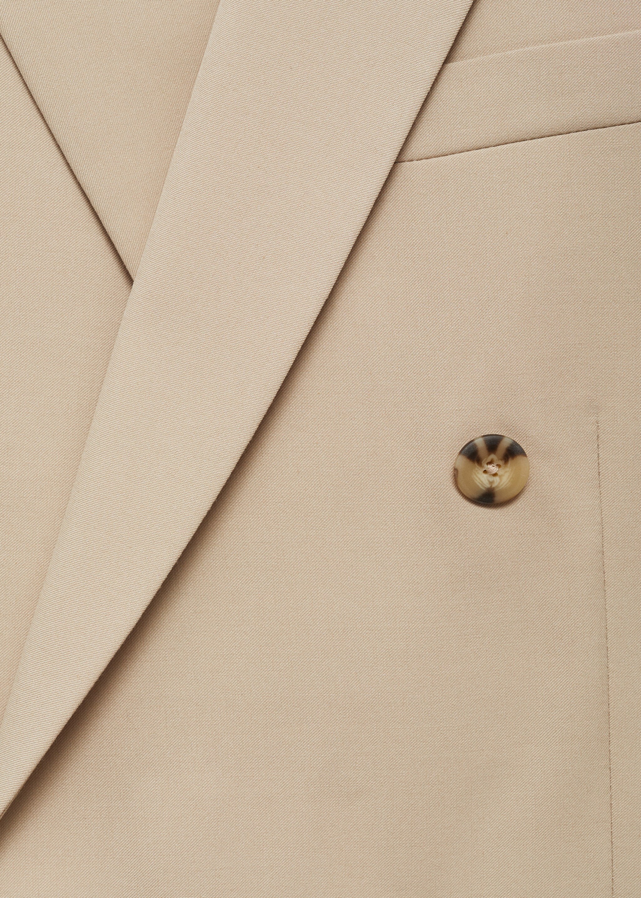 Double-breasted regular-fit suit jacket - Details of the article 8, Beige. Ref: 77010580-00.