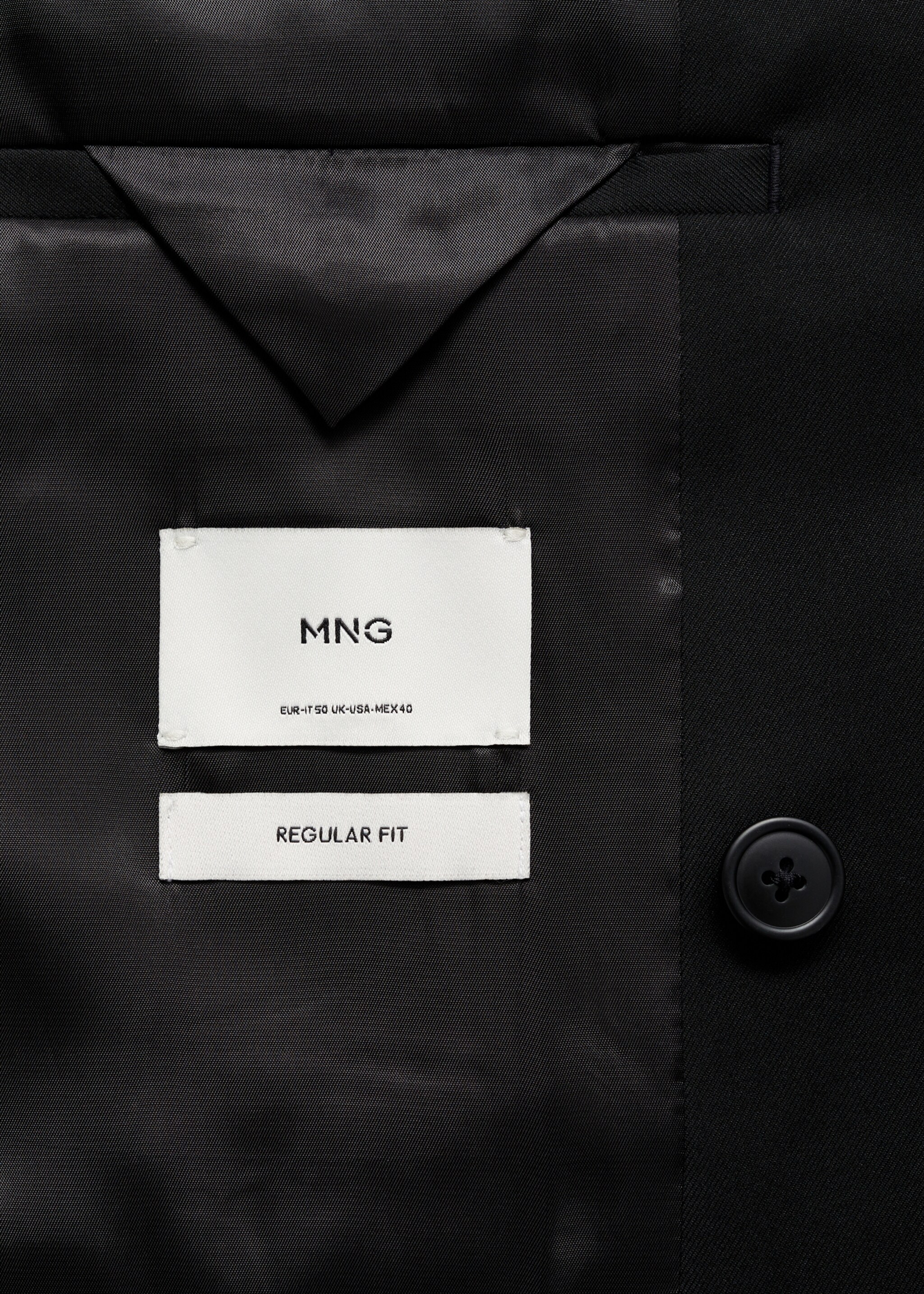 Double-breasted regular-fit suit jacket - Details of the article 0, Black. Ref: 77010581-00.