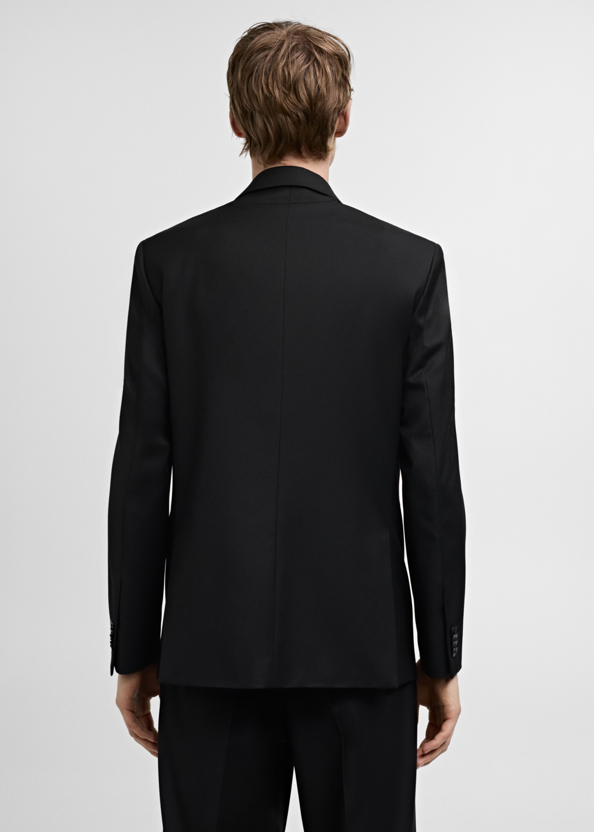 Double-breasted regular-fit suit jacket - Reverse of the article, Black. Ref: 77010581-00.