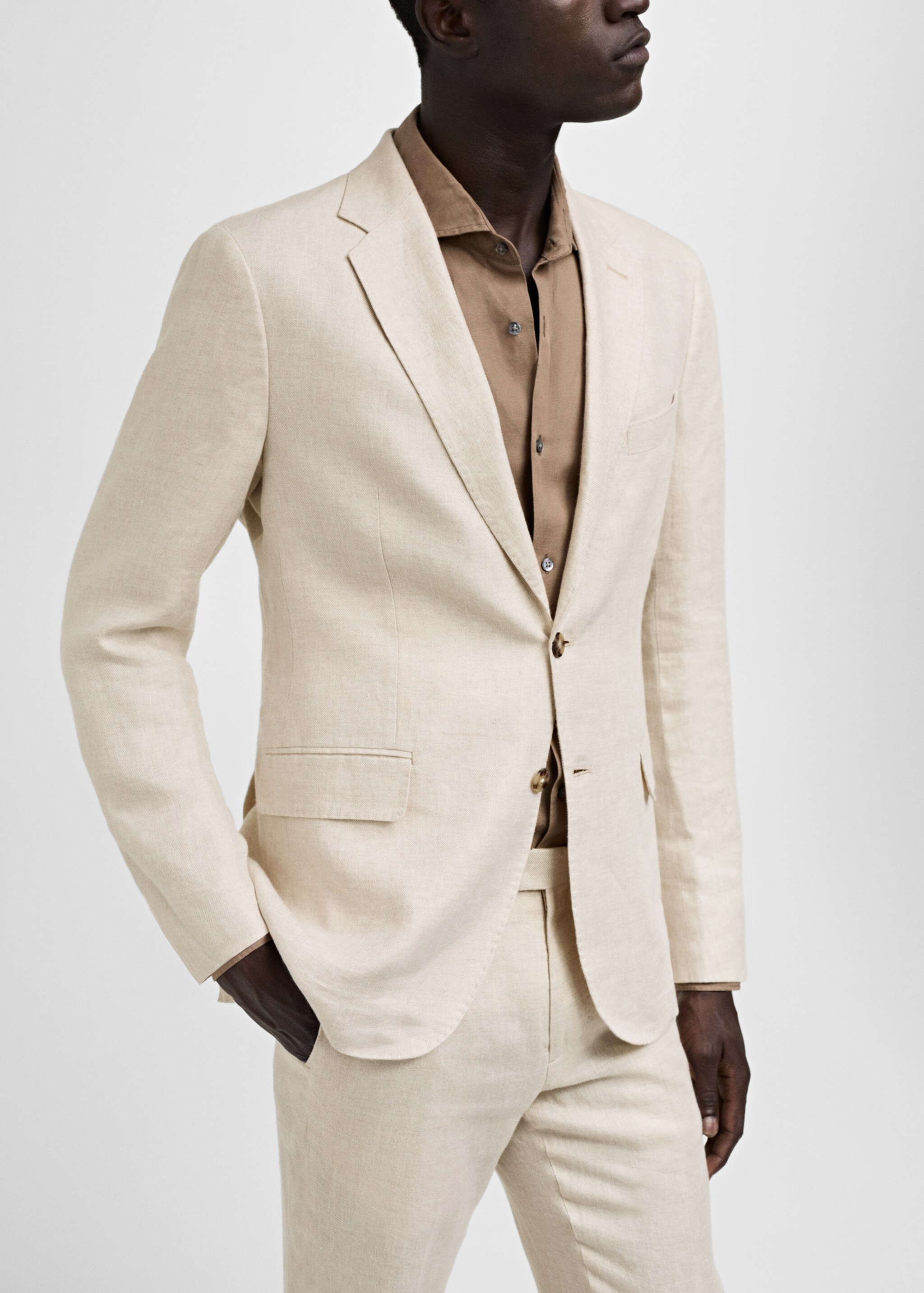 Oblekové sako slim fit 100% len - Detail zboží 2