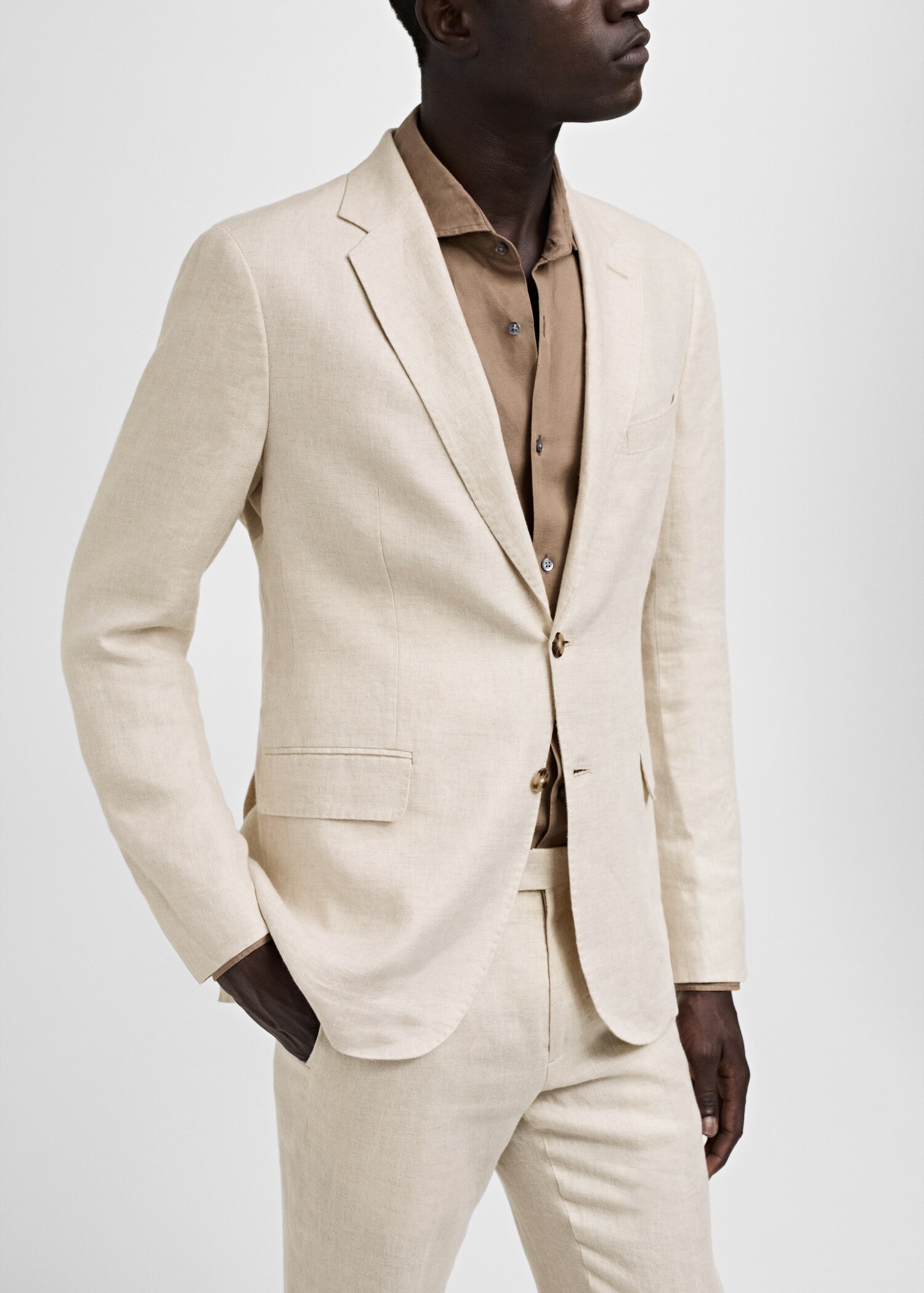100% linen slim-fit suit jacket - Details of the article 2