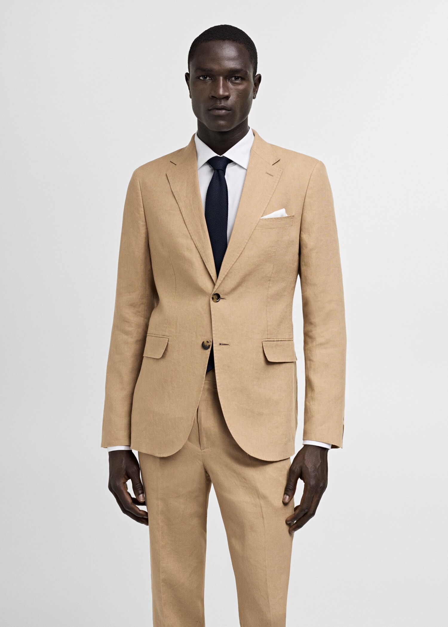 100% linen slim-fit suit jacket - Medium plane