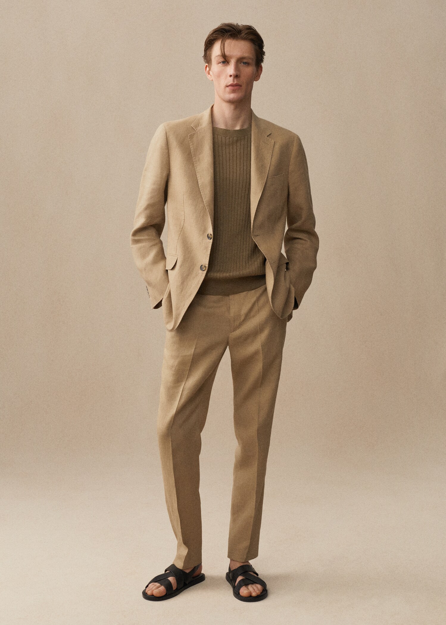 100% linen slim-fit suit jacket - Details of the article 3