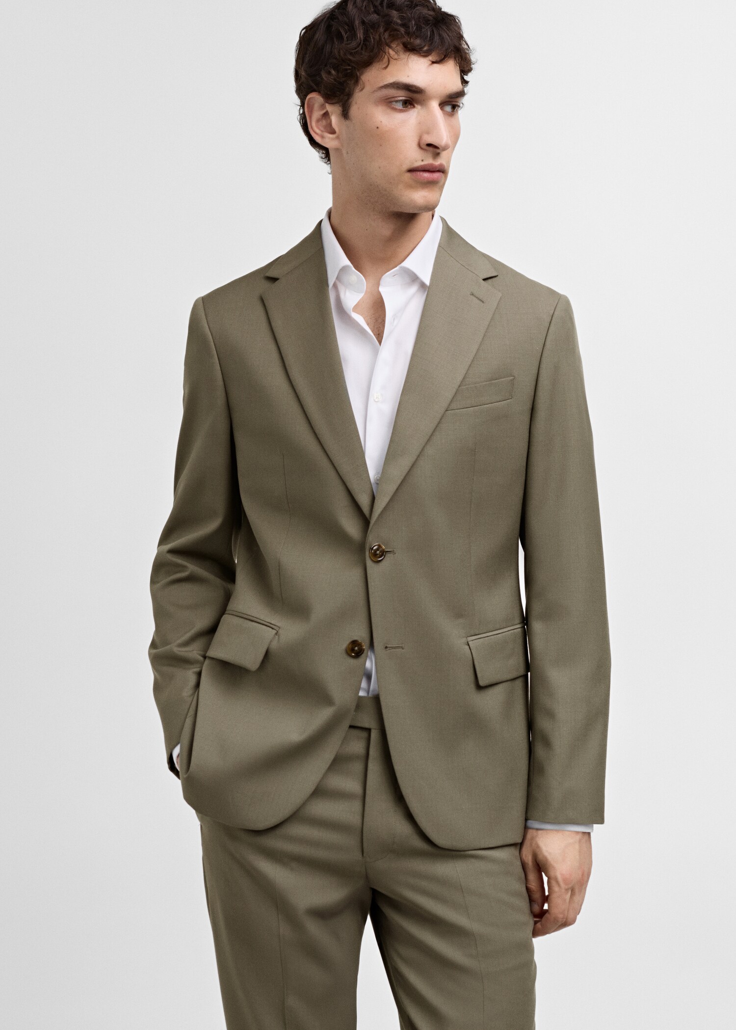 100% virgin wool slim-fit suit jacket - Medium plane