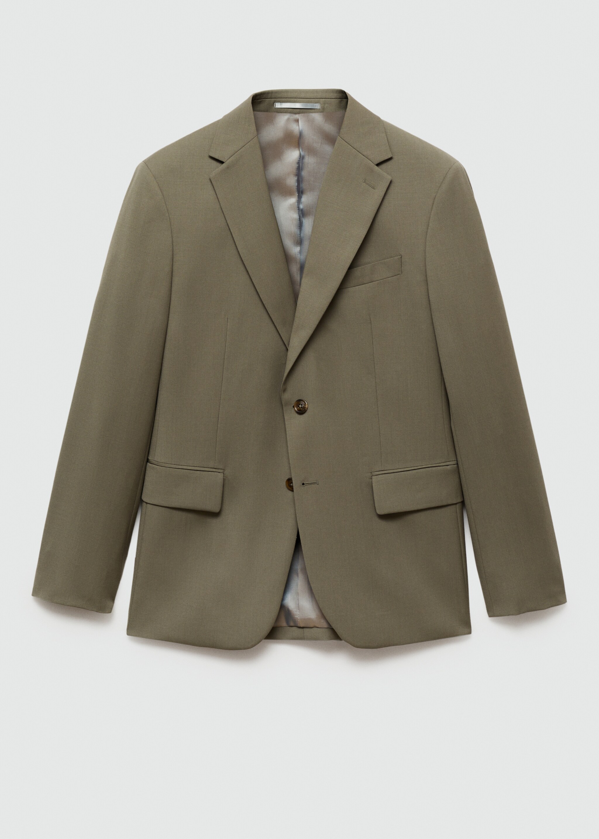 100% virgin wool slim-fit suit jacket - Article without model, Pastel Green. Ref: 77010588-00.