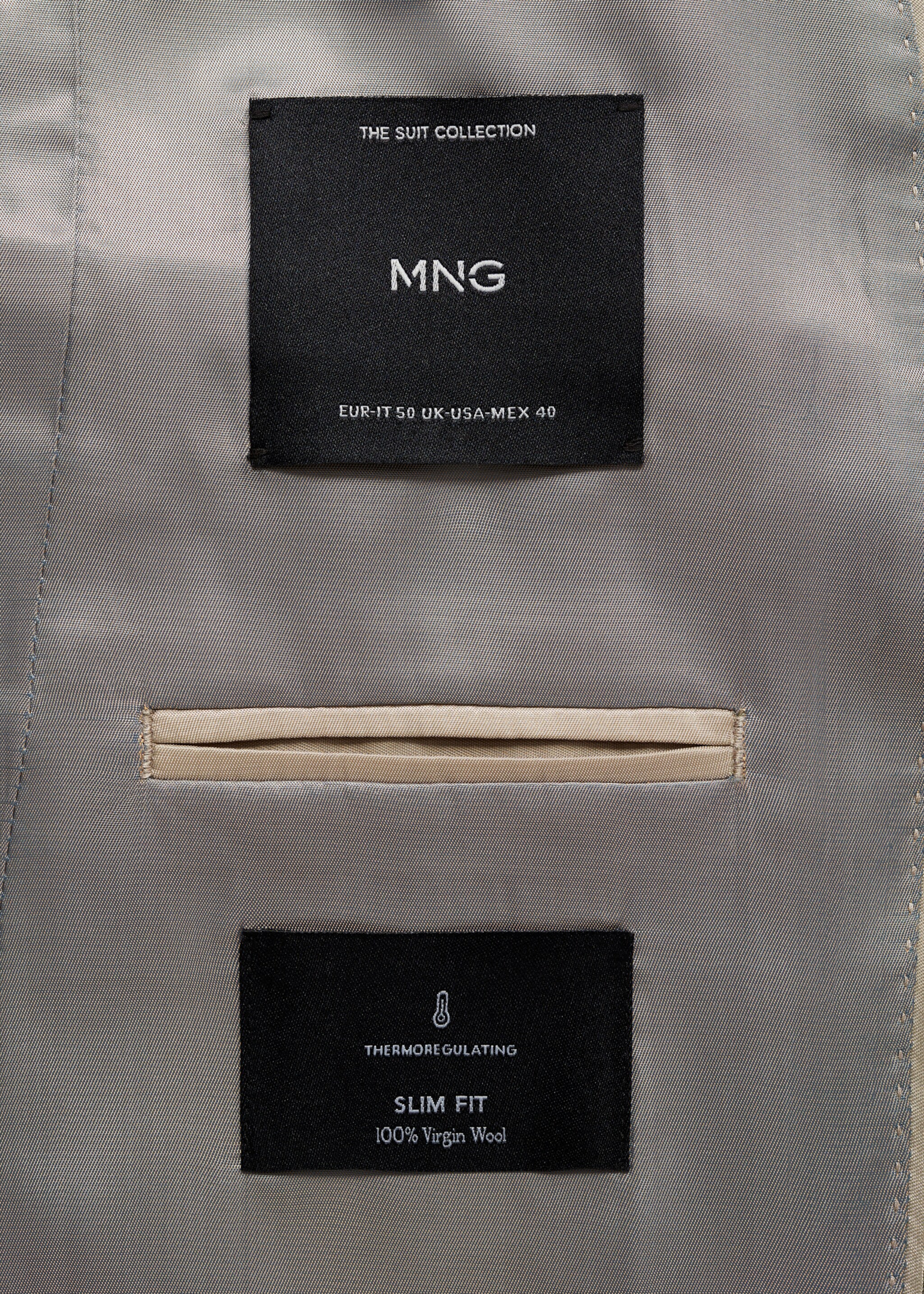 100% virgin wool slim-fit suit jacket - Details of the article 0, Pastel Green. Ref: 77010588-00.