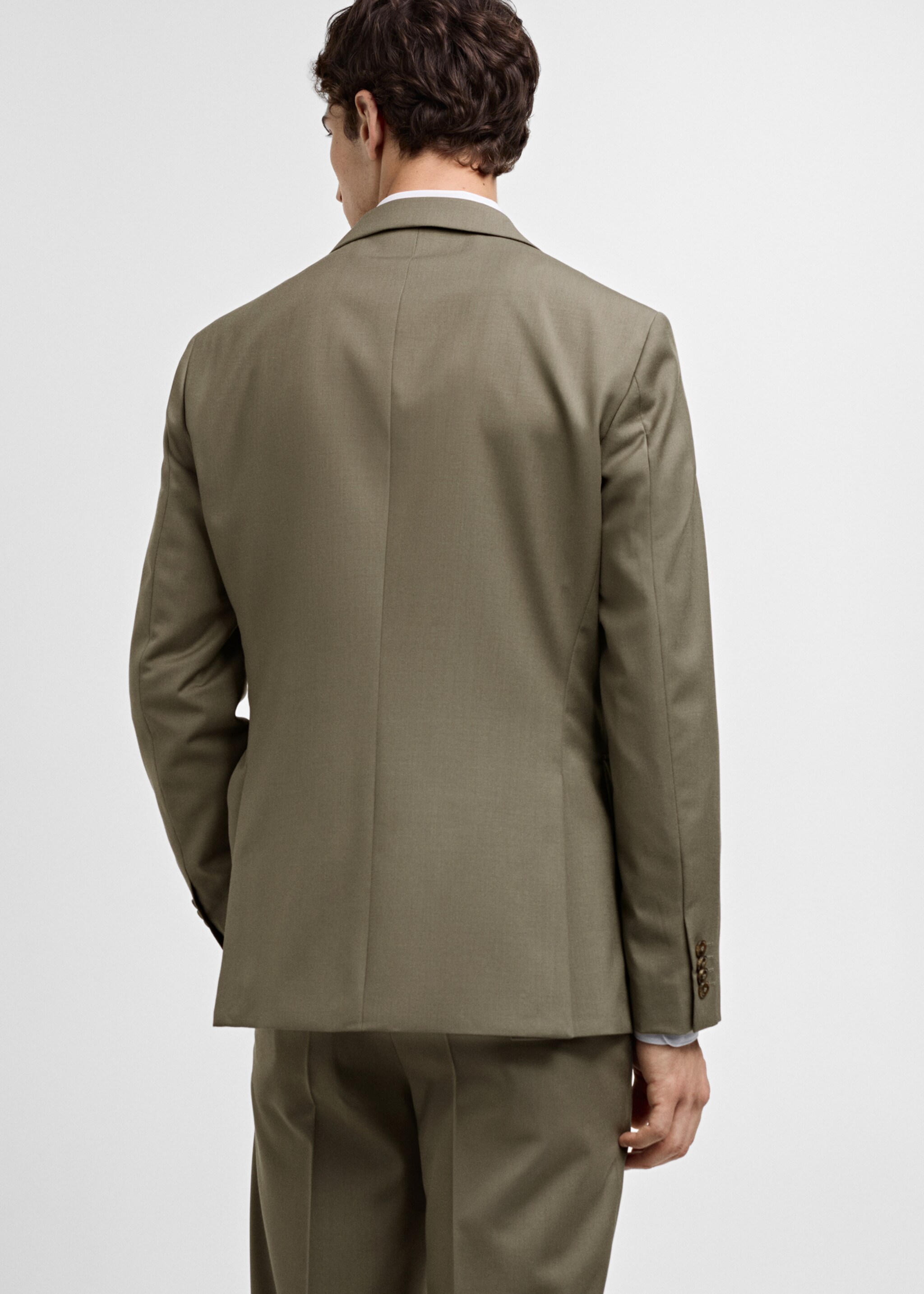 100% virgin wool slim-fit suit jacket - Reverse of the article, Pastel Green. Ref: 77010588-00.