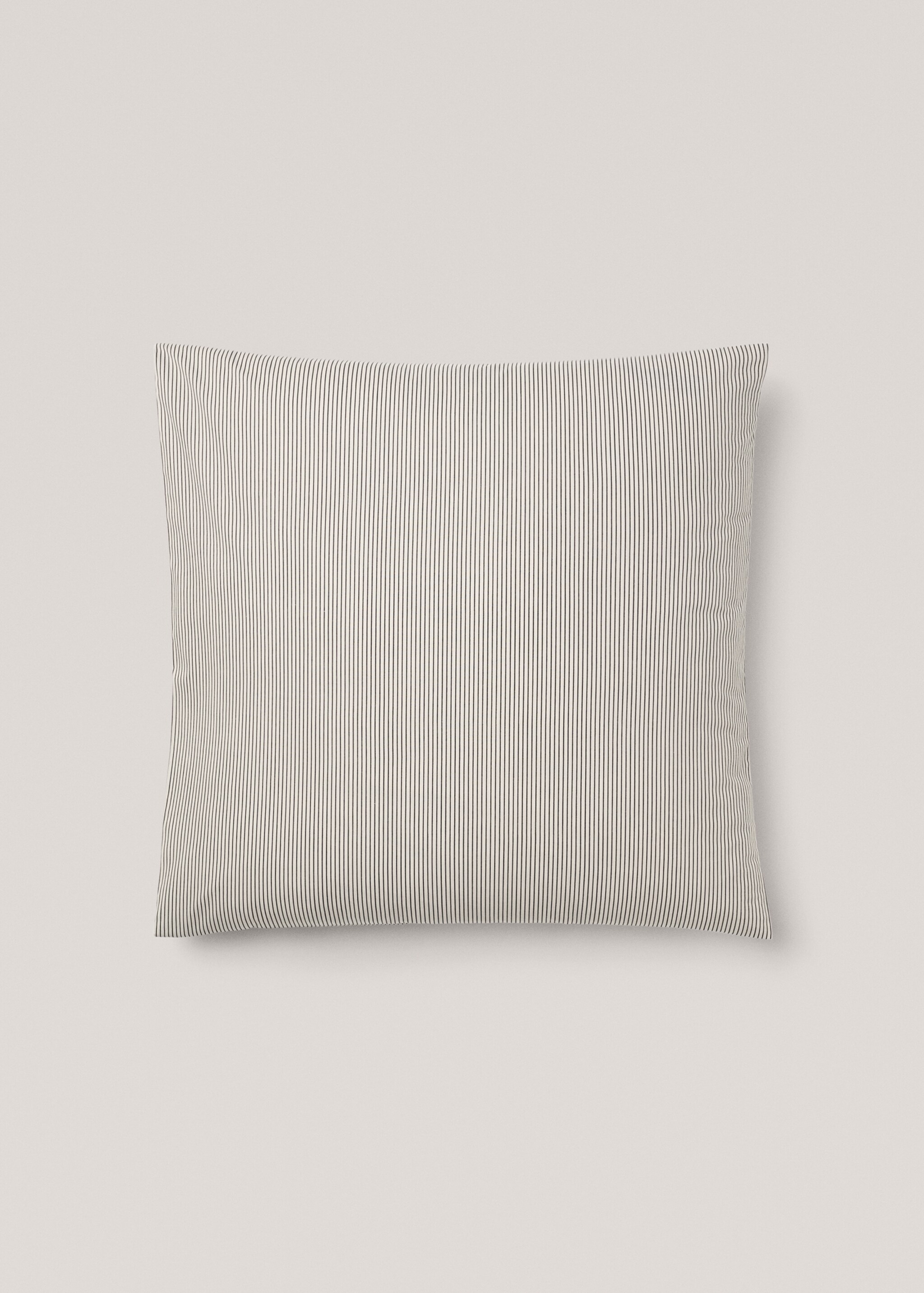 Multi-striped two-tone pillowcase 60x60 - Article without model, Beige. Ref: 77010594-00.