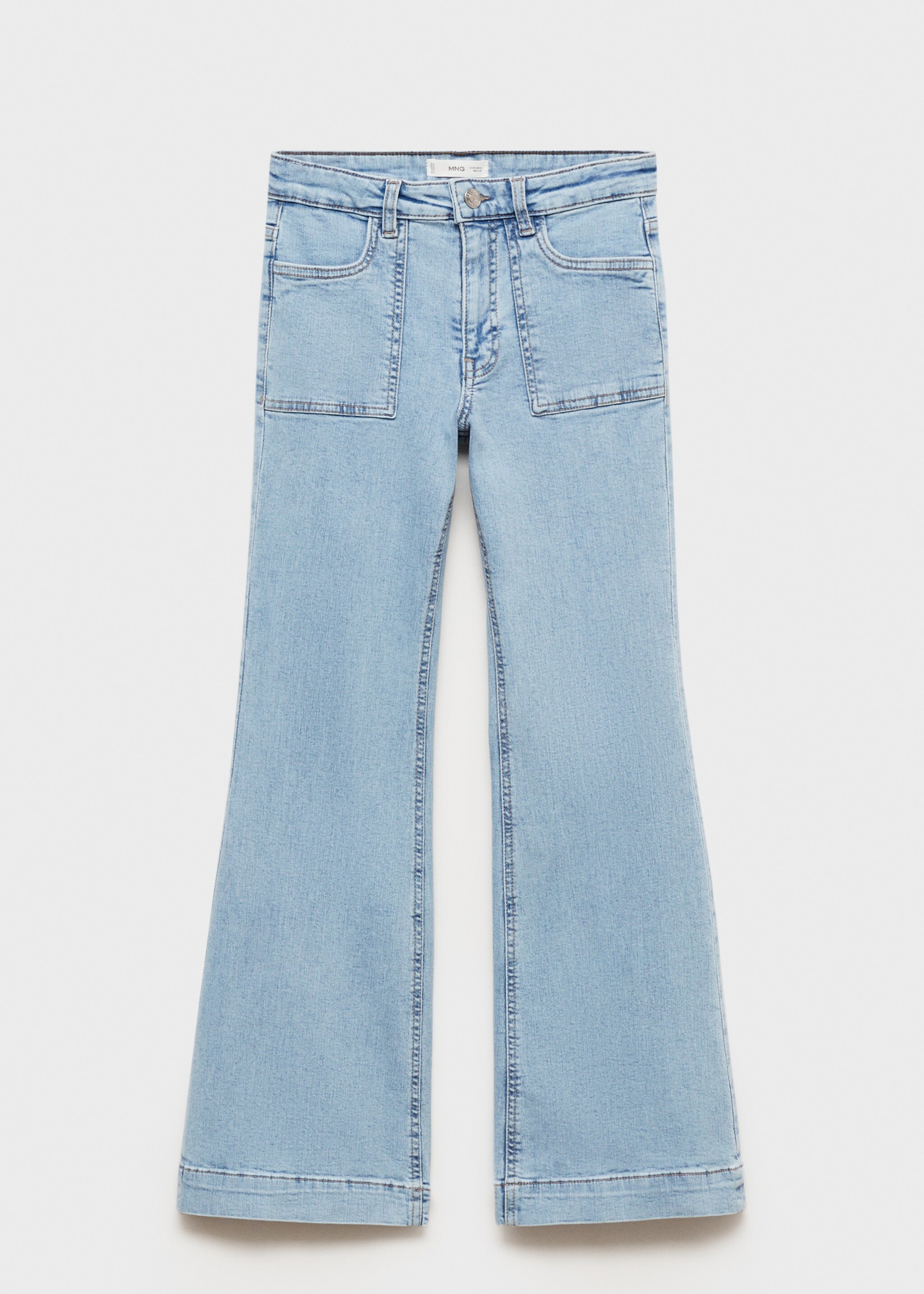 Jean flare poches - Article sans modèle, Bleu moyen. Ref: 77010609-00.
