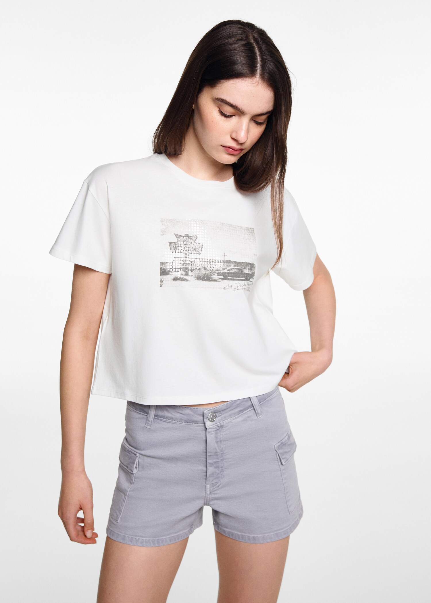 Printed cropped t-shirt - Medium plane