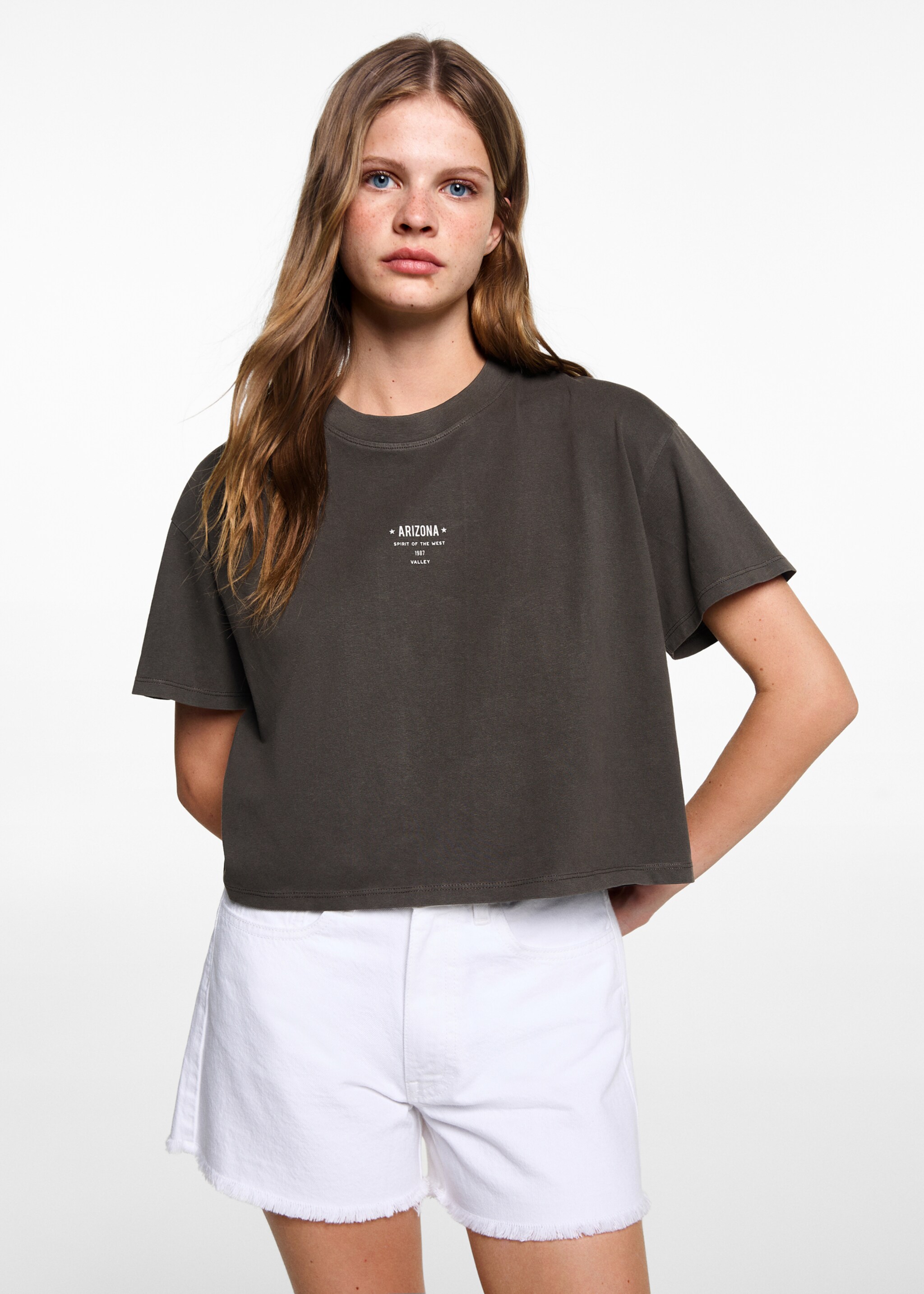 Printed cropped t-shirt - Medium plane