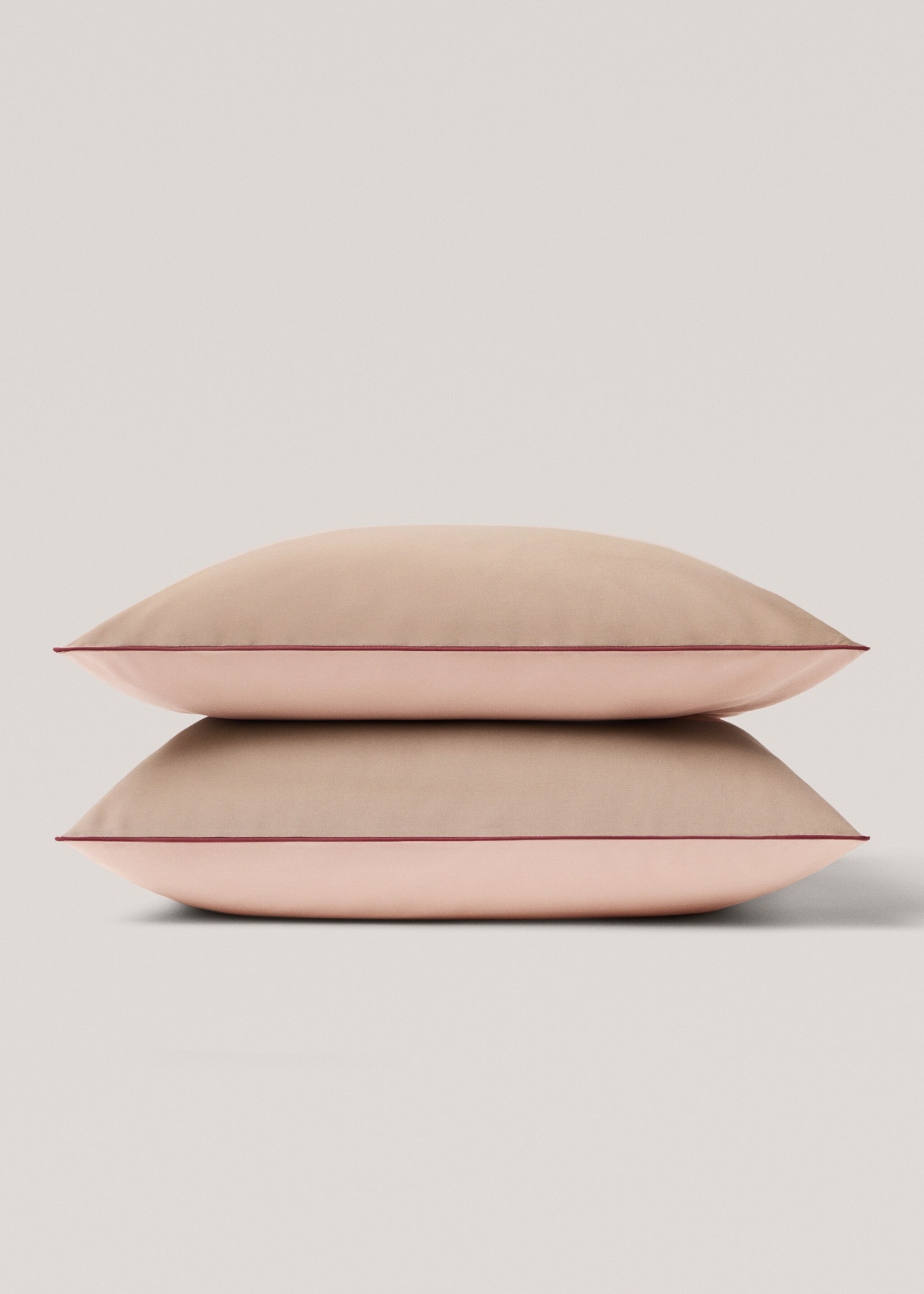 Two-tone reversible pillowcase 60x60cm - Details of the article 4, Pink. Ref: 77010623-00.