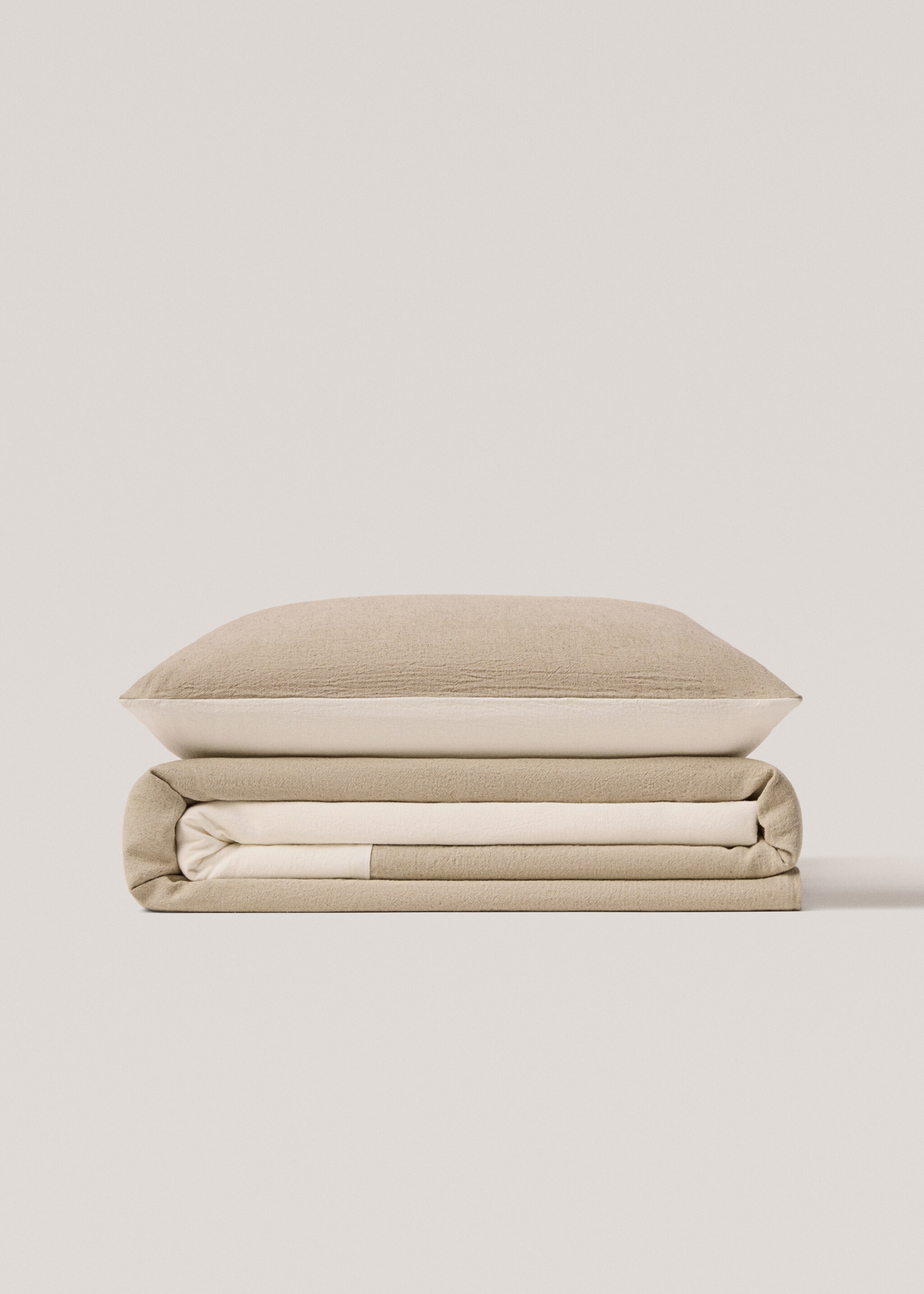 Housse coussin coton et lin - Détail de l'article 5, Beige. Ref: 77010628-00.