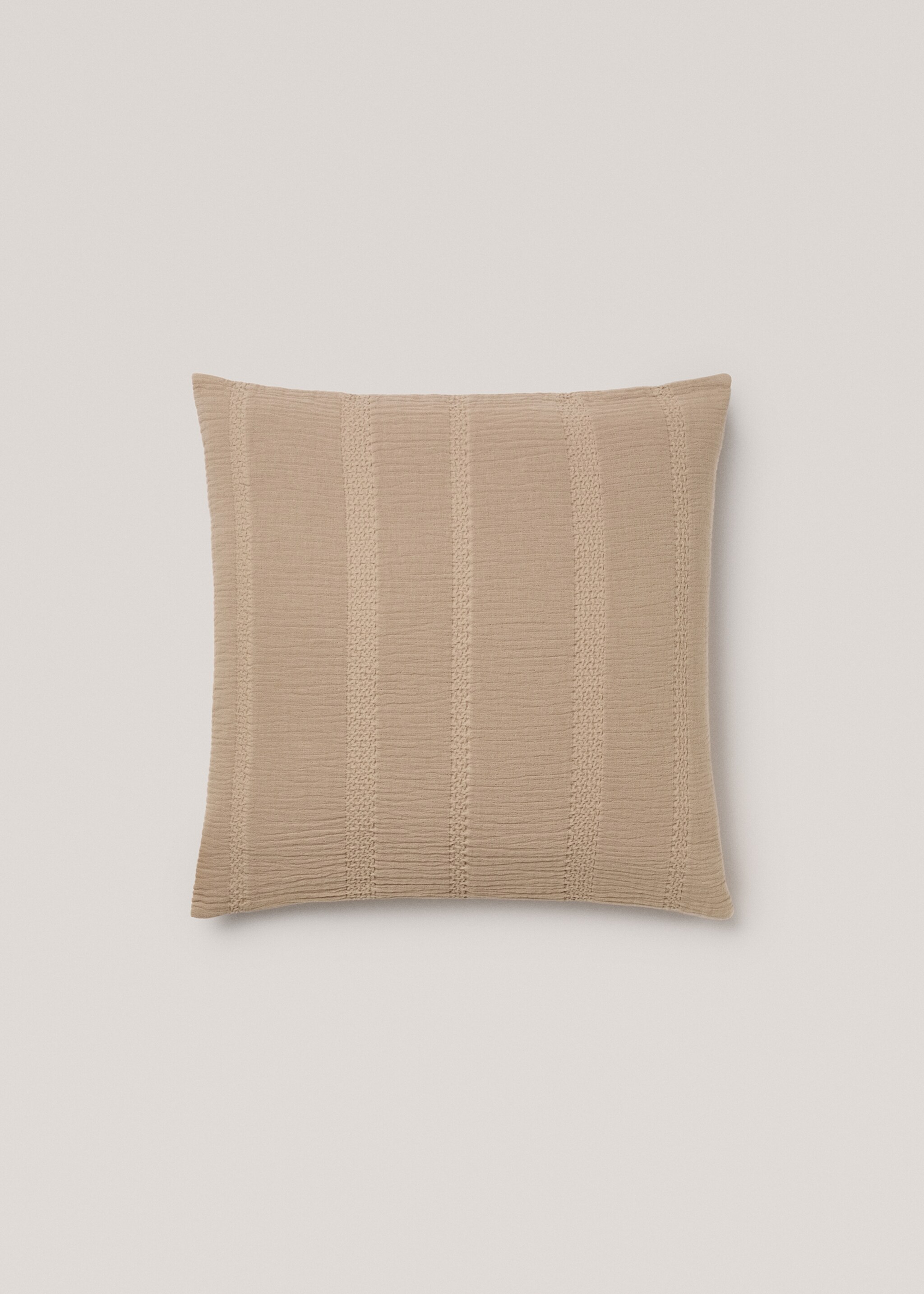 Textured cotton cushion cover - Article without model, Medium Brown. Ref: 77010629-00.