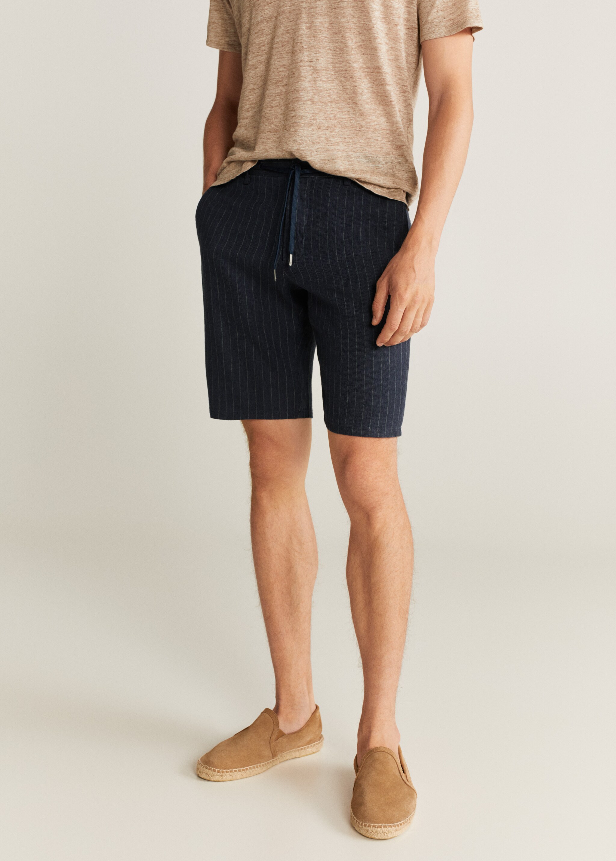 Bermudas lino algodón rayas - Plano medio