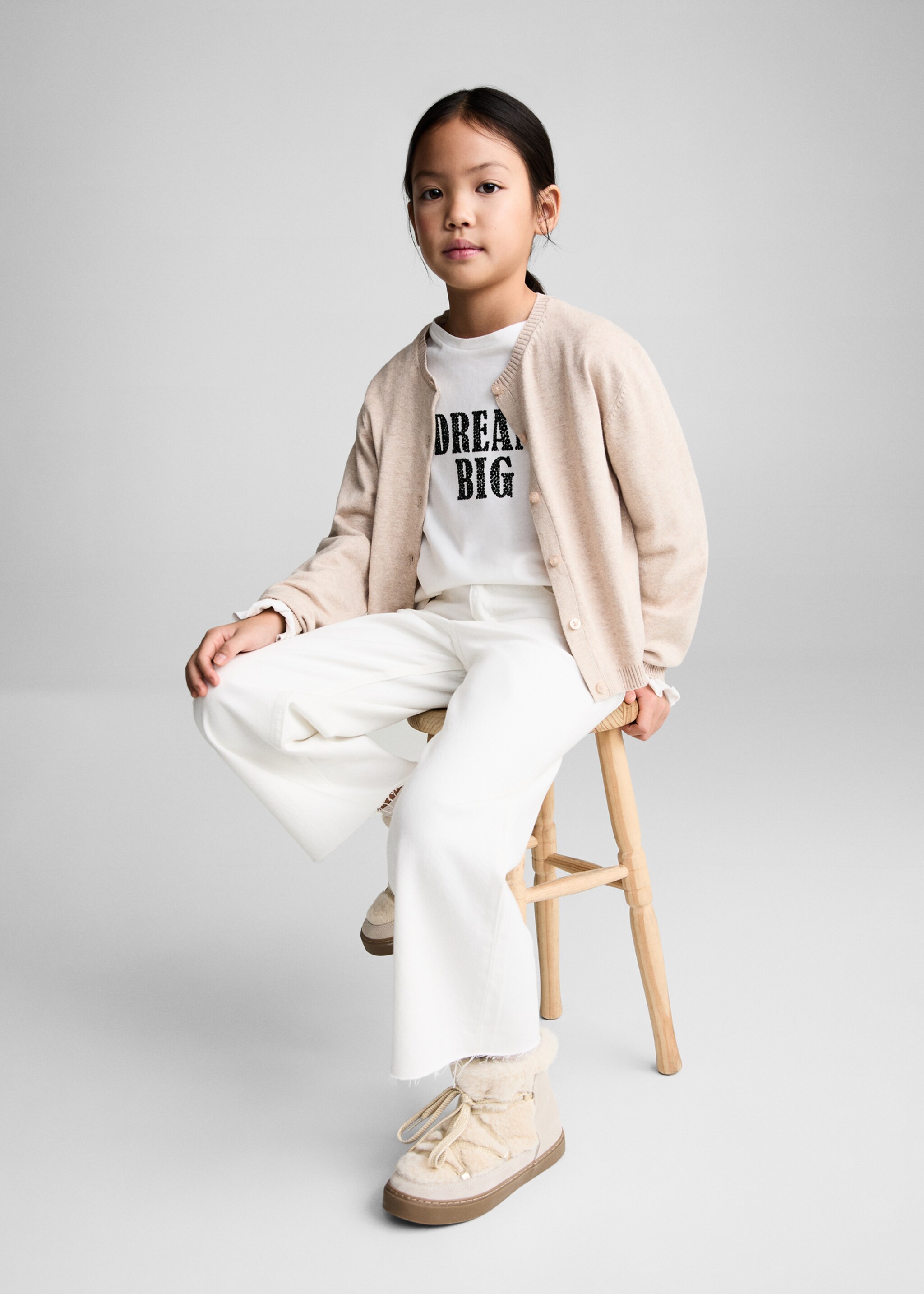 Jeans culotte mid-waist comfort - Details of the article 2, White. Ref: 77011010-00.