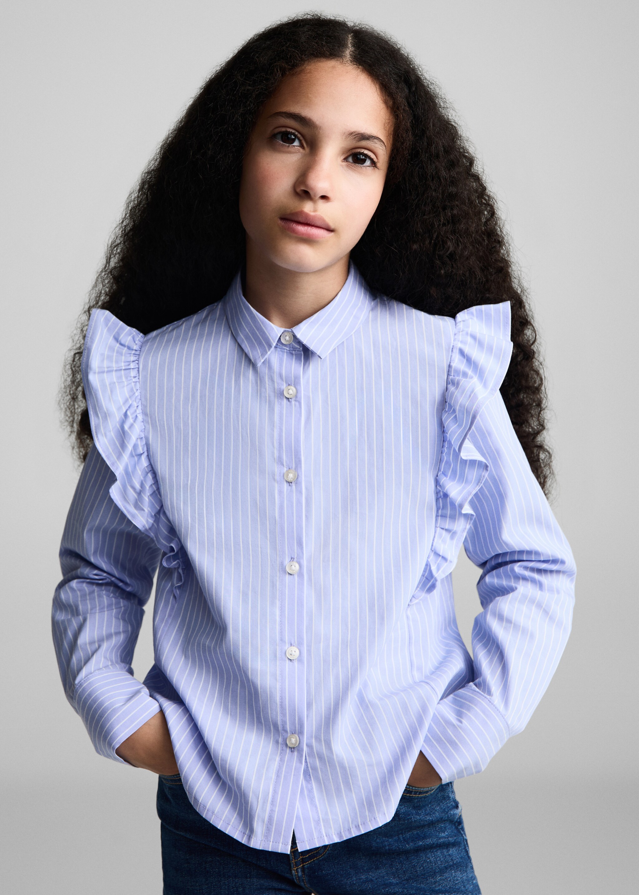 Ruffled cotton shirt - Medium plane