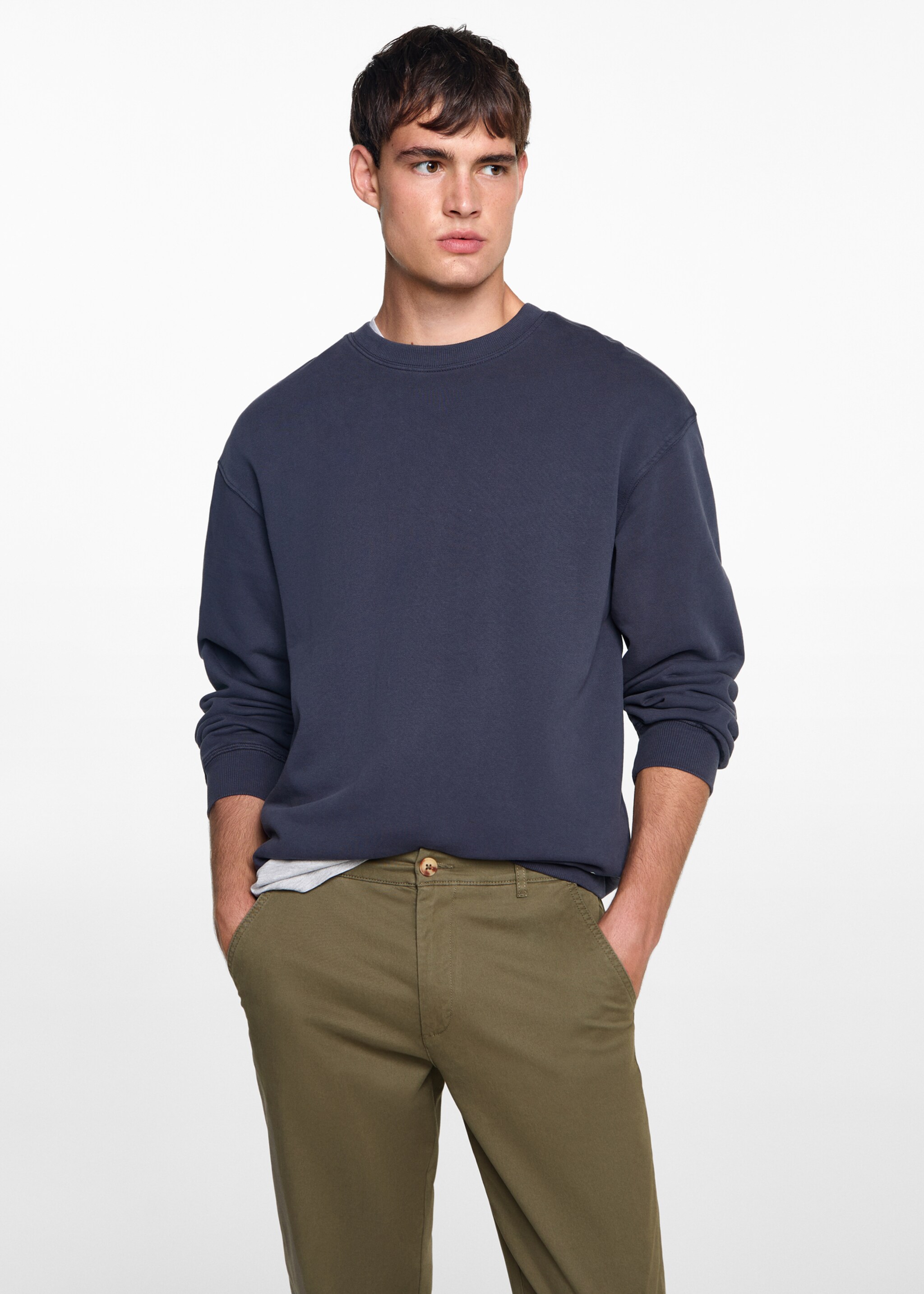 Pantalon chino coton - Plan moyen, Vert moyen. Ref: 77011510-00.