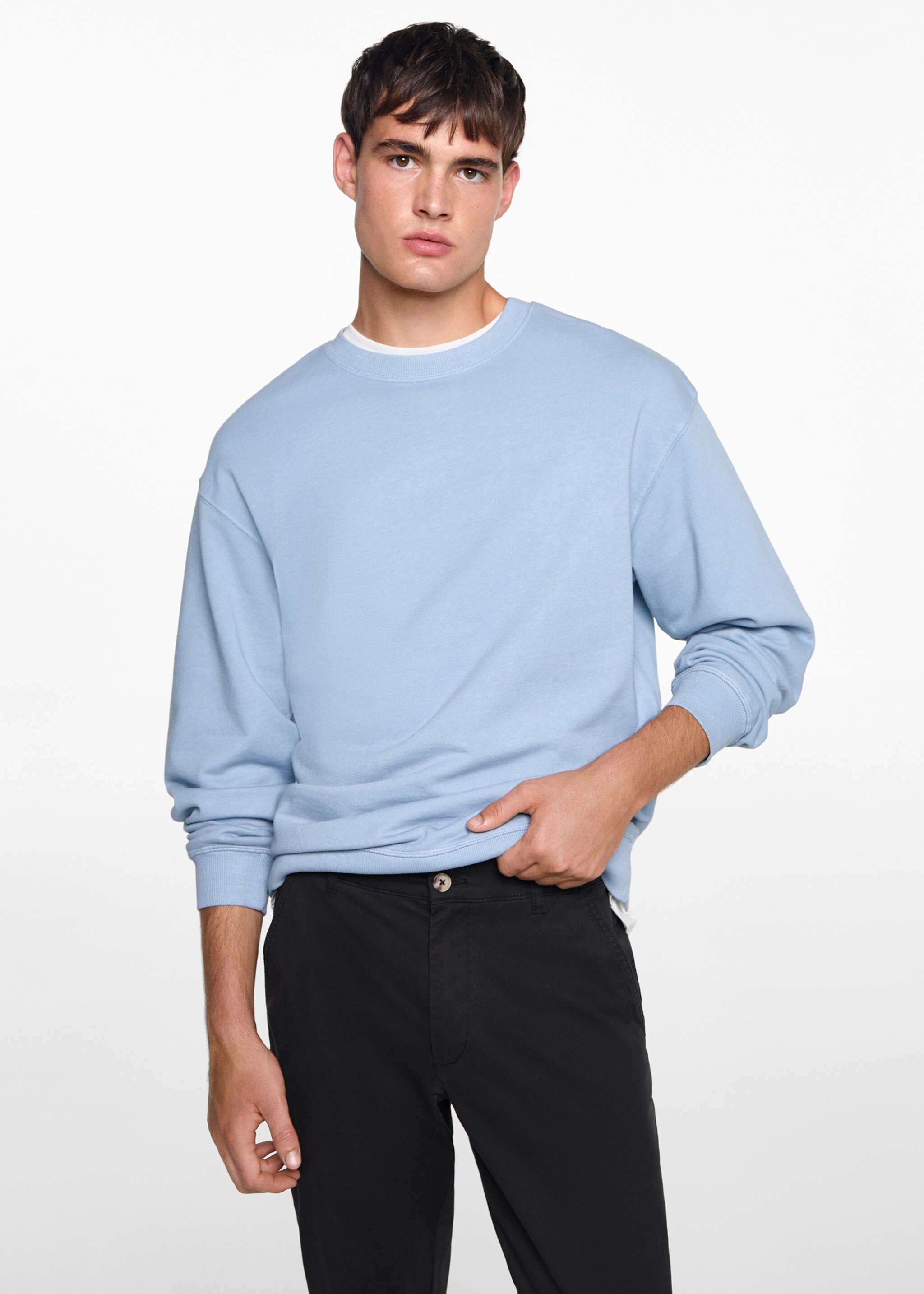 Pantalons xinesos cotó - Pla mig, Negre. Ref: 77011510-00.