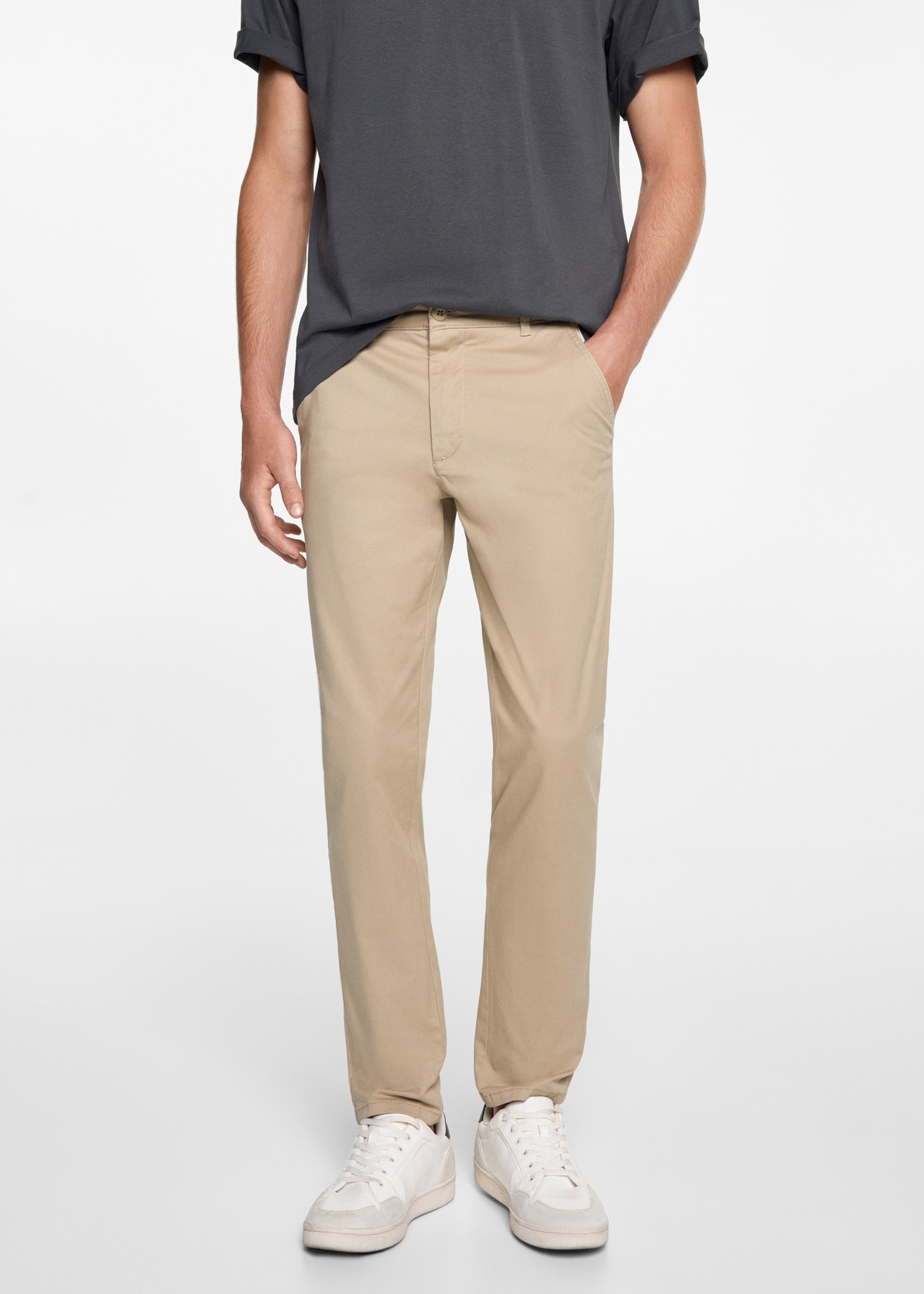 Cotton chinos - Details of the article 6, Beige. Ref: 77011511-00.