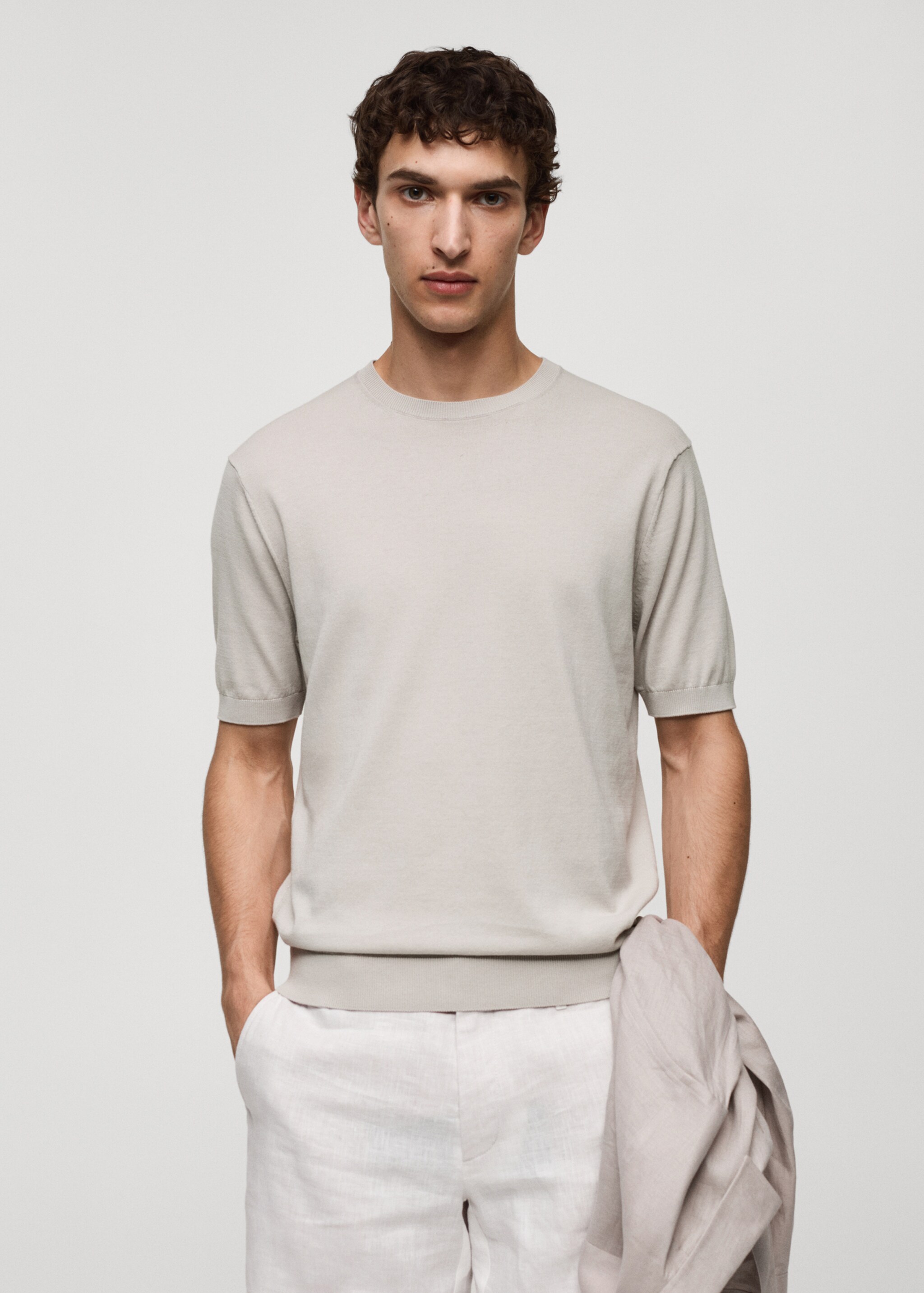 Strick-T-Shirt aus 100 % Baumwolle - Mittlere Ansicht