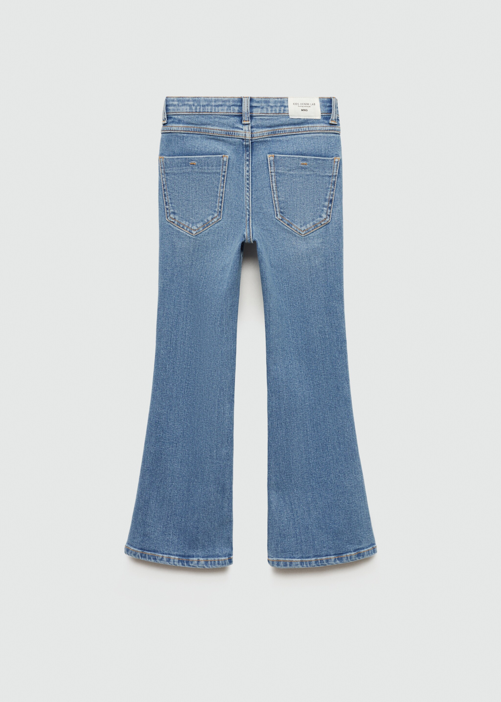 Utsvängda jeans fickor - Artikelns baksida, Mellanblå. Ref: 77012540-00.