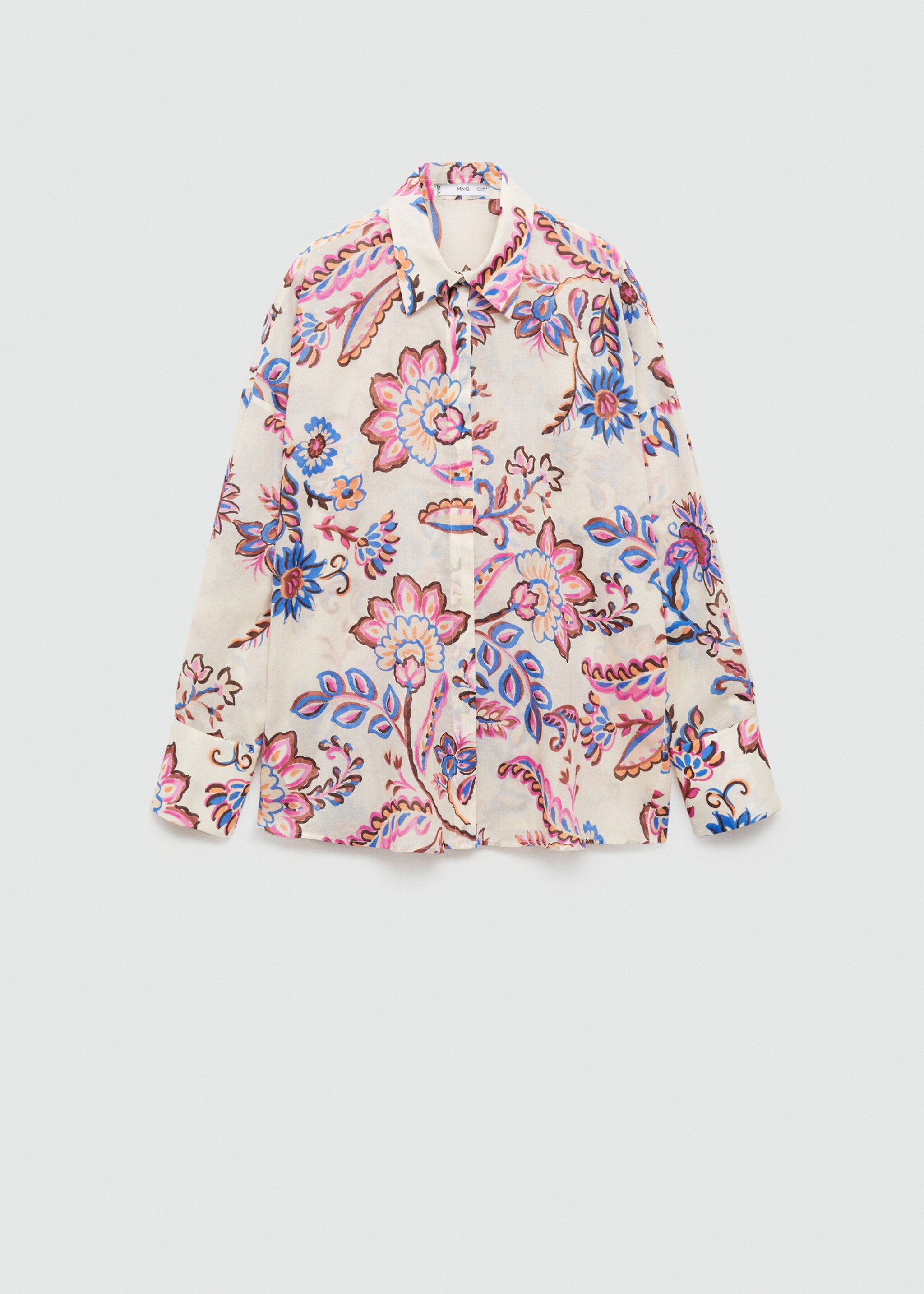 Flowy floral print shirt - Article without model, Ecru. Ref: 77012919-00.