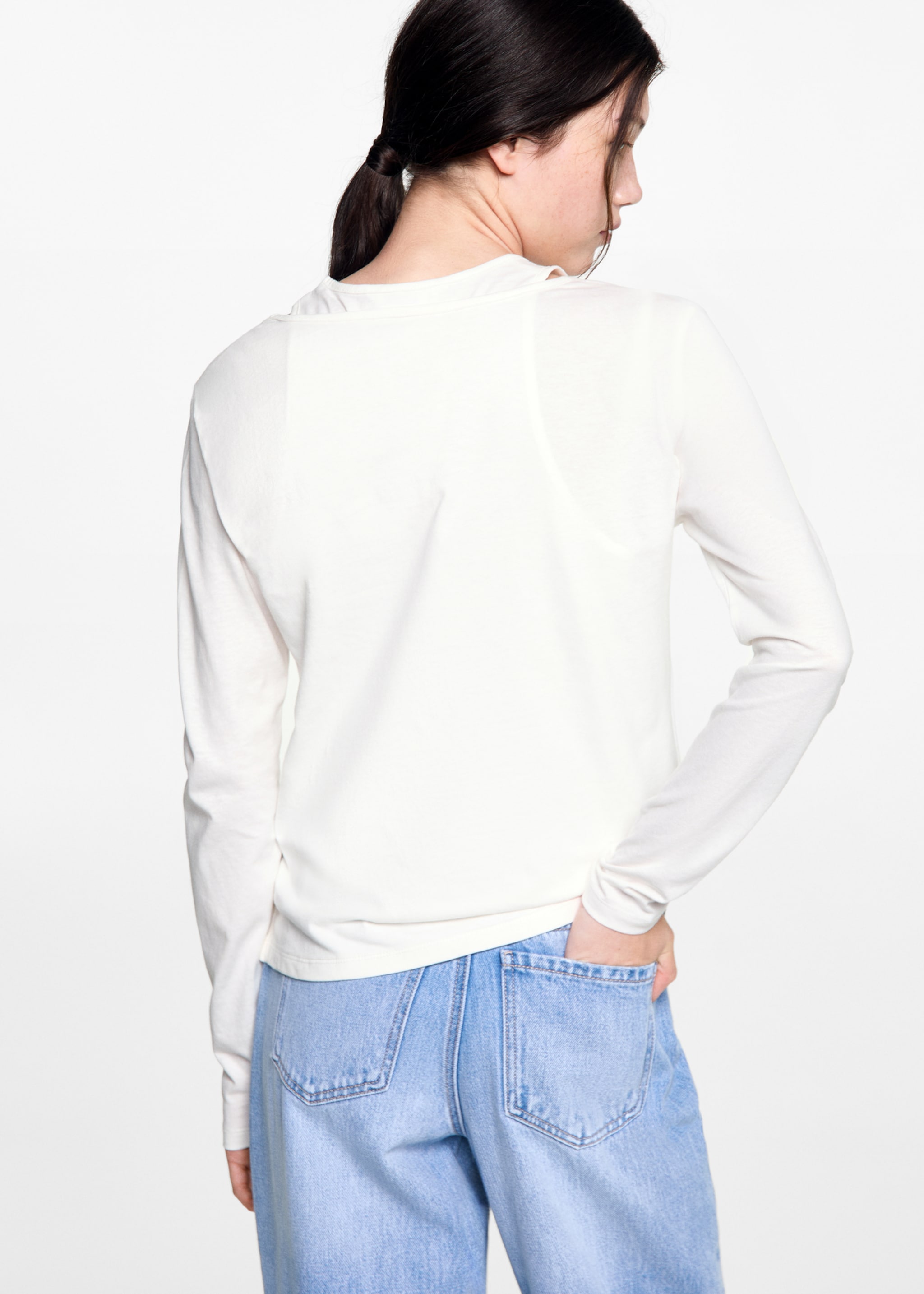 Double cotton t-shirt - Reverse of the article, Off White. Ref: 77012937-00.