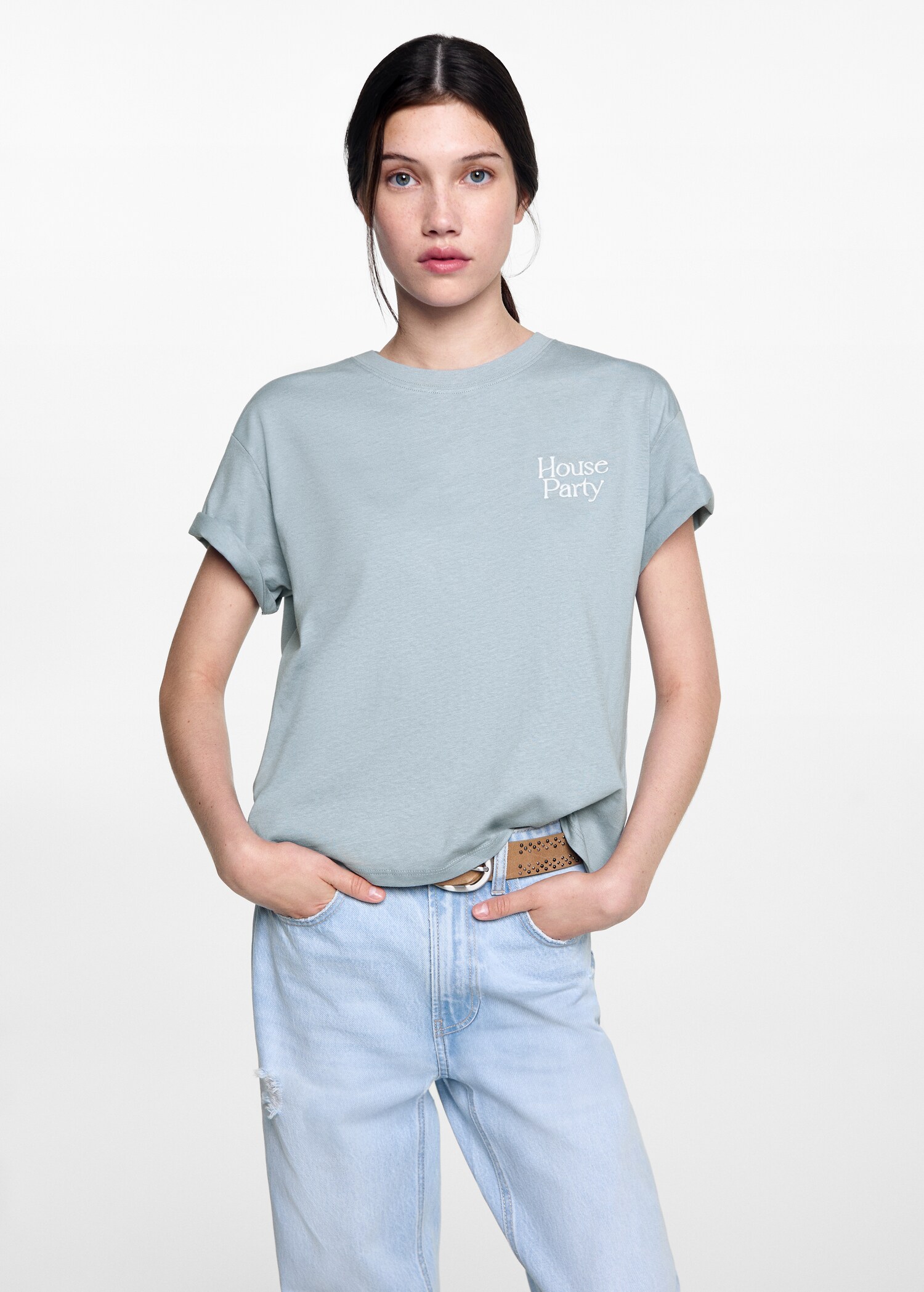 Embroidered message T-shirt - Medium plane