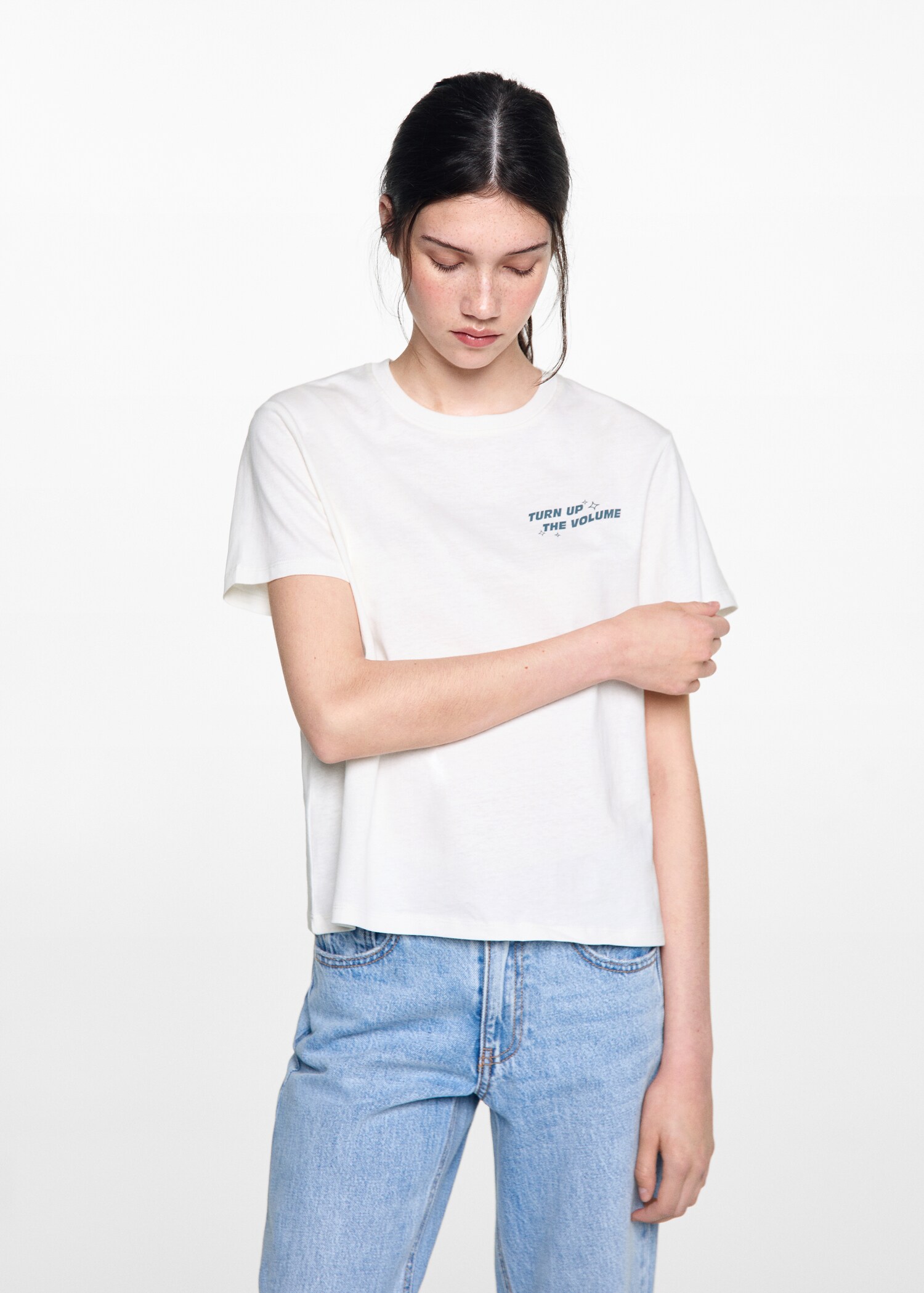 Bawełniany wzorzysty t-shirt - Plan średni