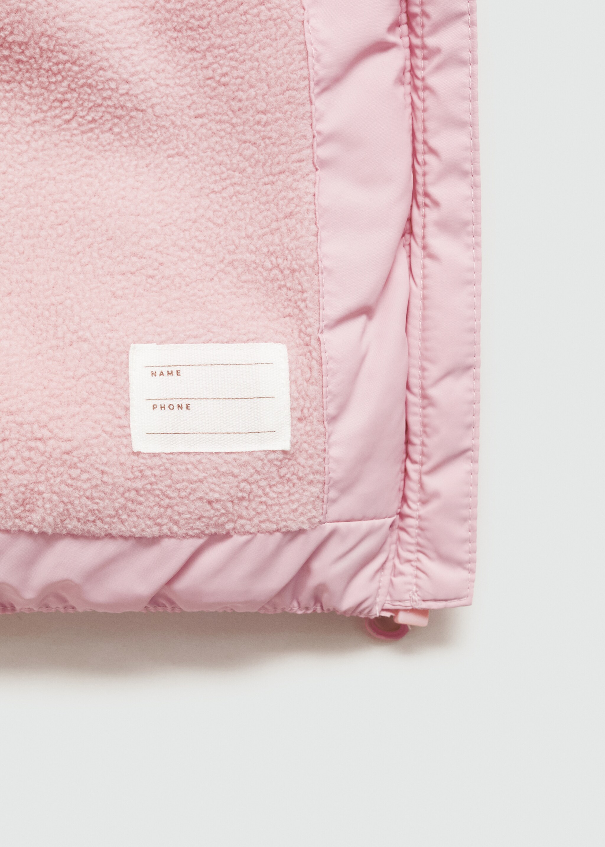 Padded fleece gilet - Details of the article 0, Pastel Pink. Ref: 77013268-00.