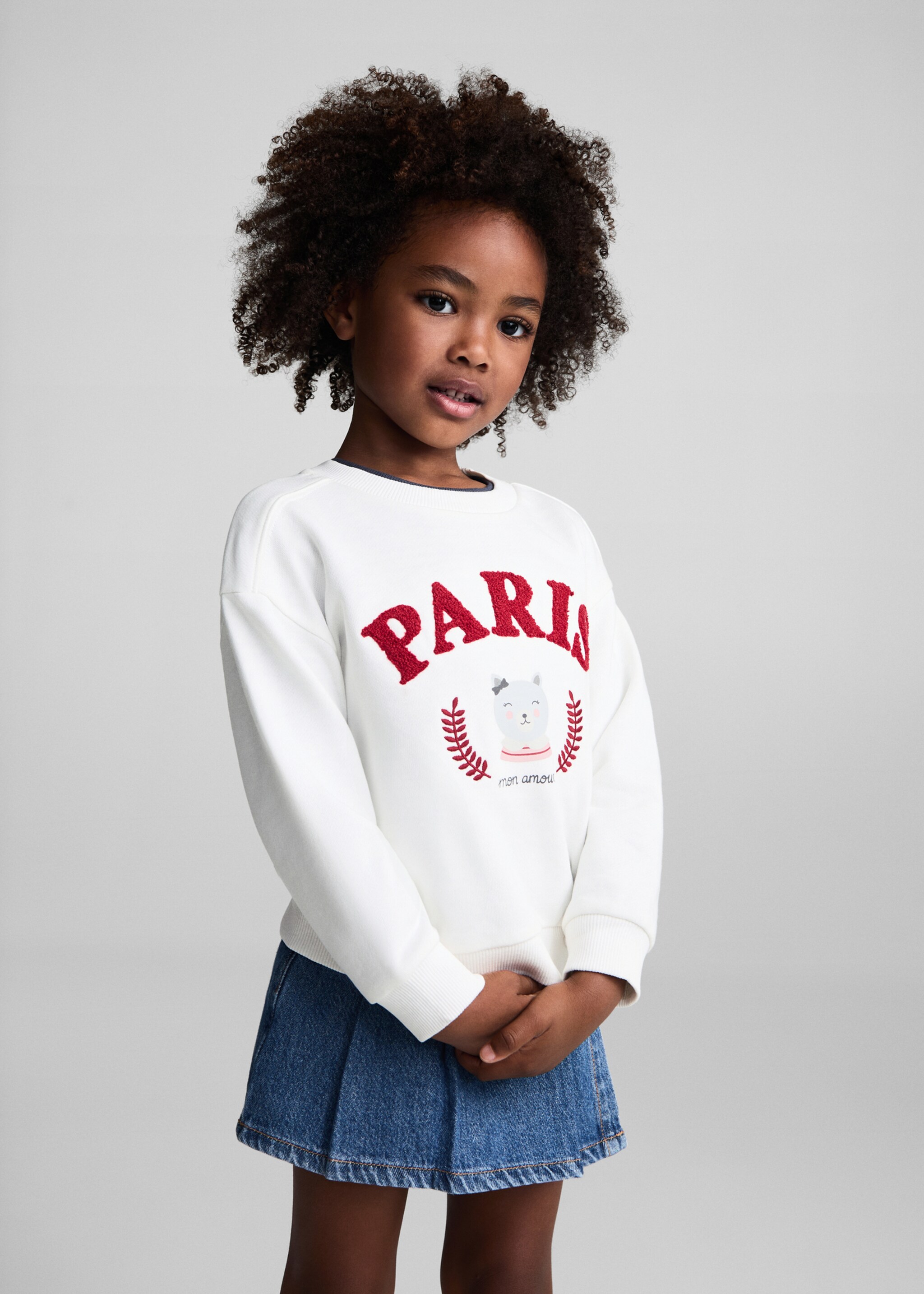 Embroidered detail cotton sweatshirt - Medium plane, Off White. Ref: 77013276-00.
