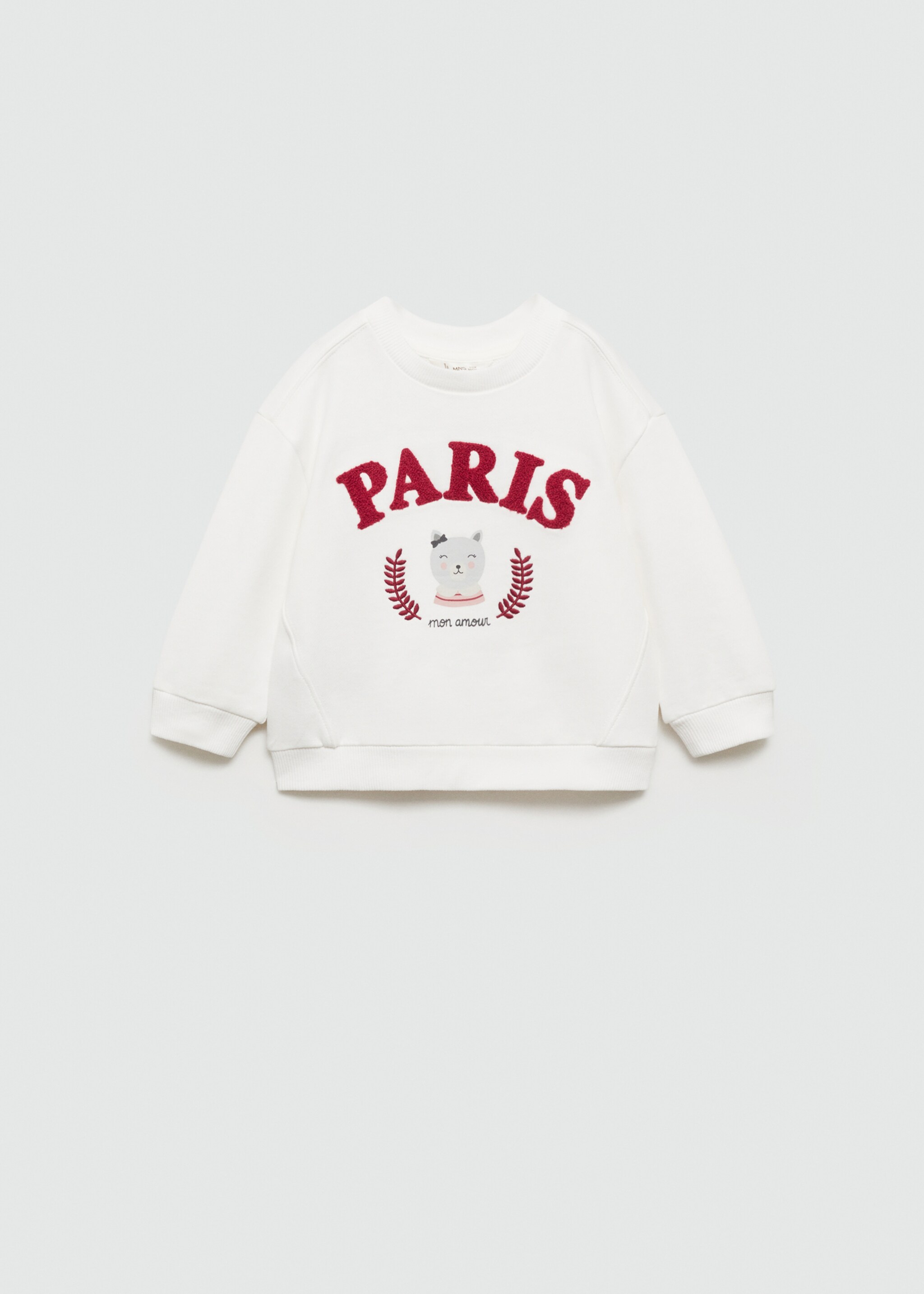 Embroidered detail cotton sweatshirt - Article without model, Off White. Ref: 77013276-00.