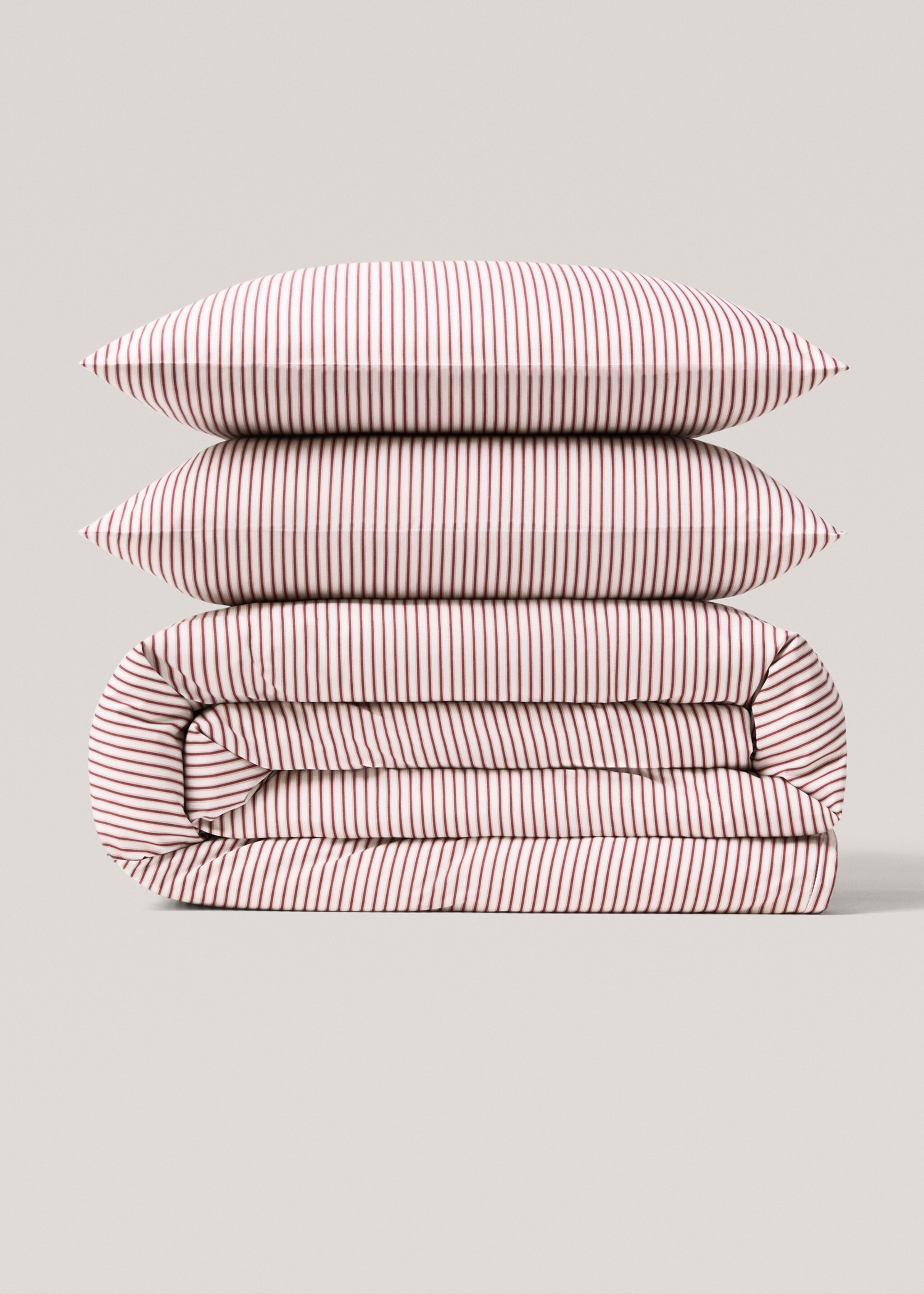 Percale cotton striped duvet cover for 90 cm bed - Article without model, Pink. Ref: 77013278-00.
