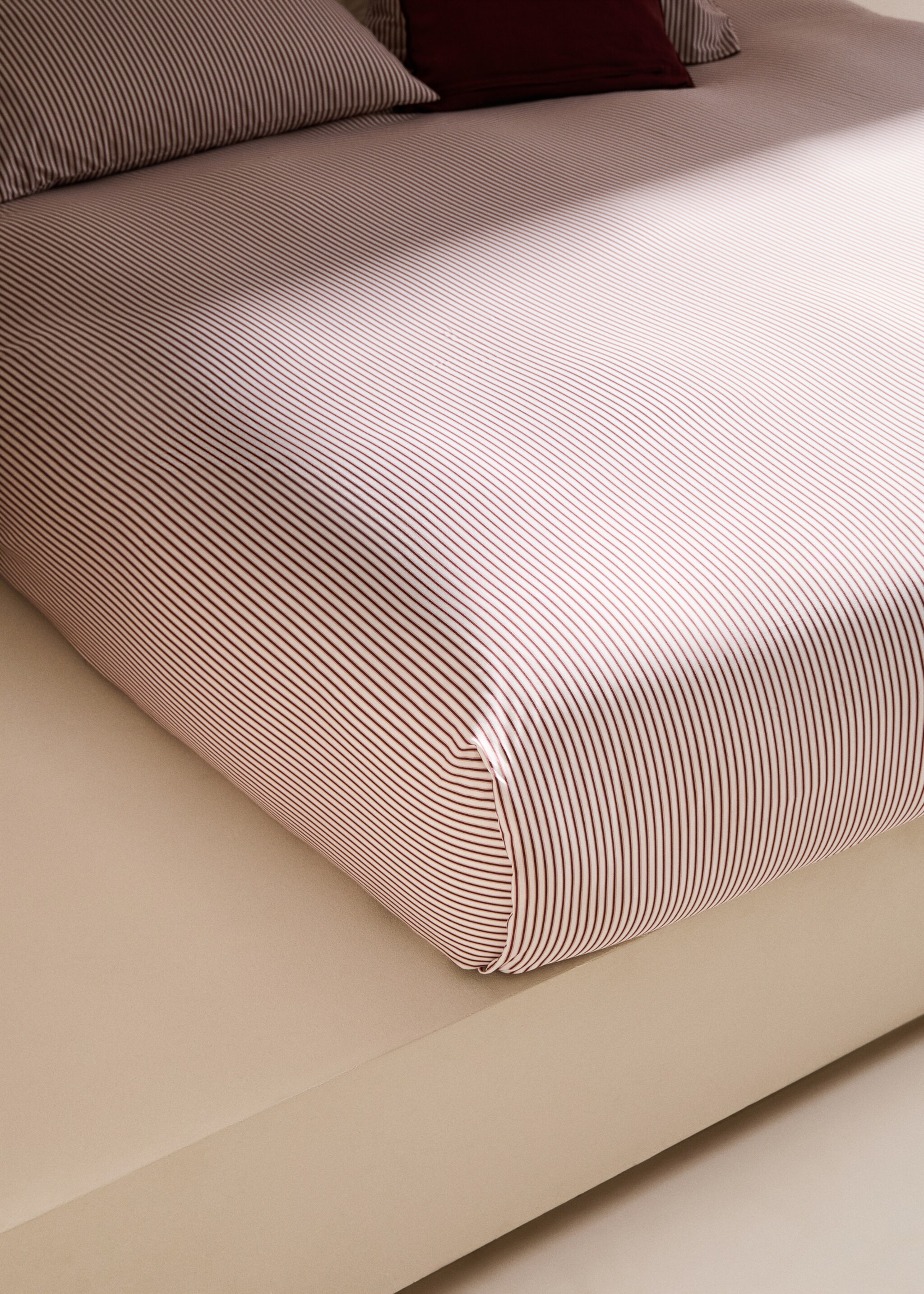 Percale cotton striped duvet cover for 90 cm bed - Details of the article 7, Pink. Ref: 77013278-00.