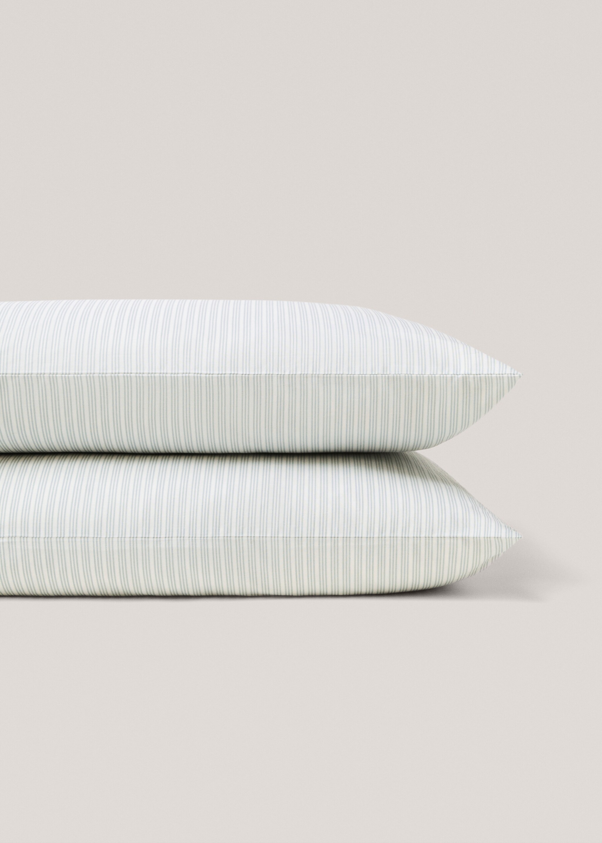 Fundas almohada estampado rayas 50x75cm - Detalle del artículo 3, Verde agua. Ref: 77013283-00.