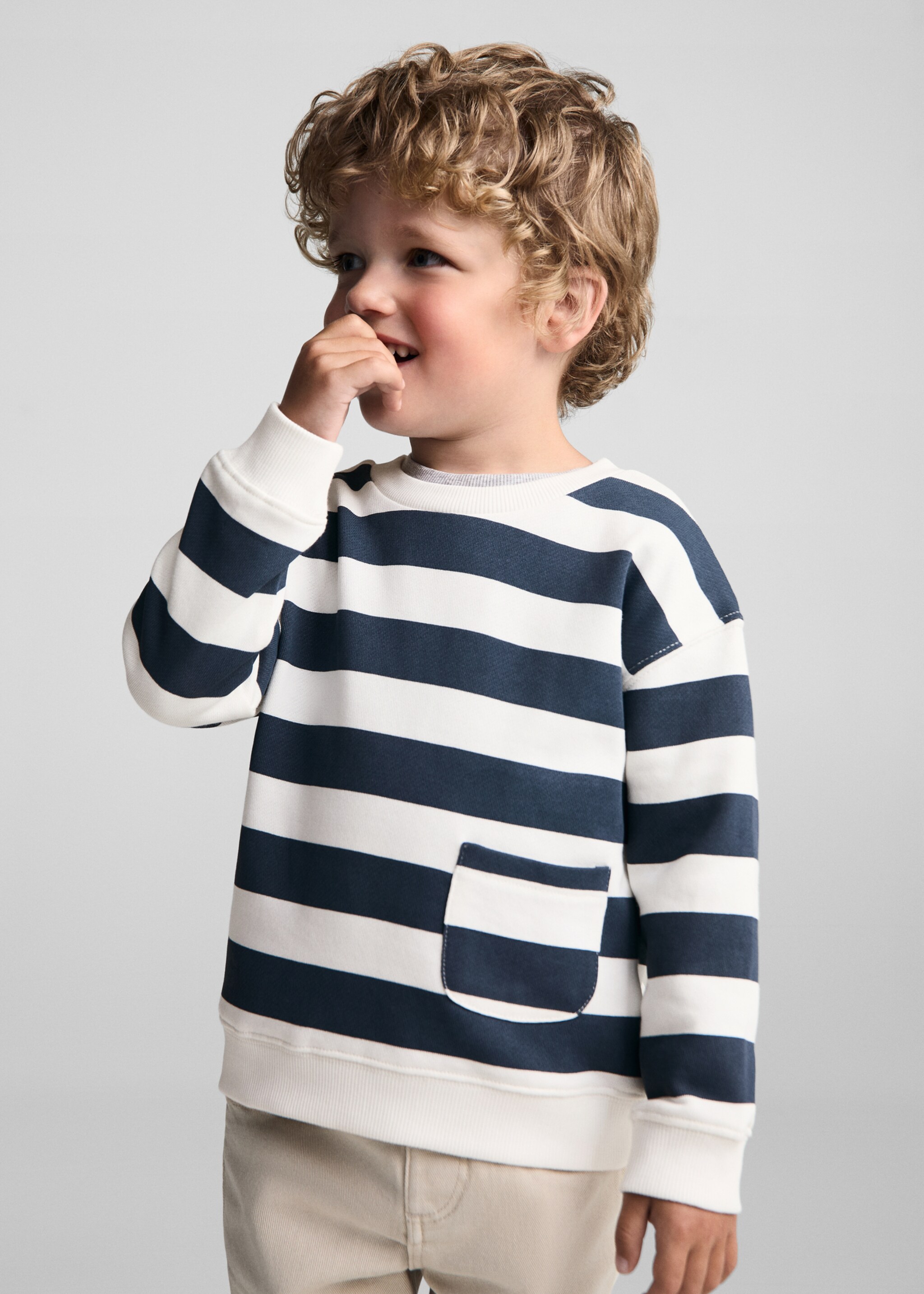 Striped print sweatshirt - Medium plane, Dark Navy. Ref: 77013288-00.
