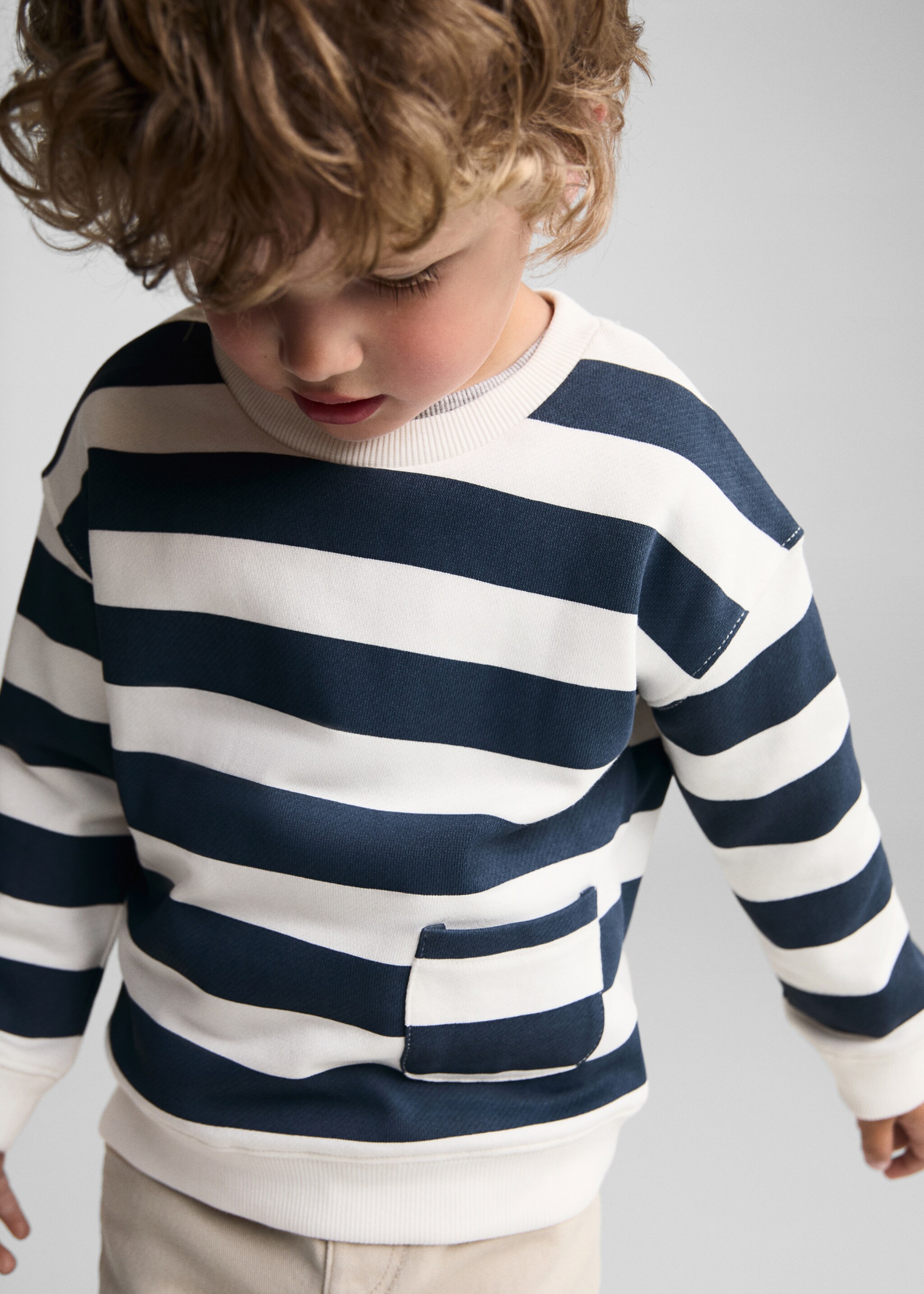 Striped print sweatshirt - Details of the article 1, Dark Navy. Ref: 77013288-00.