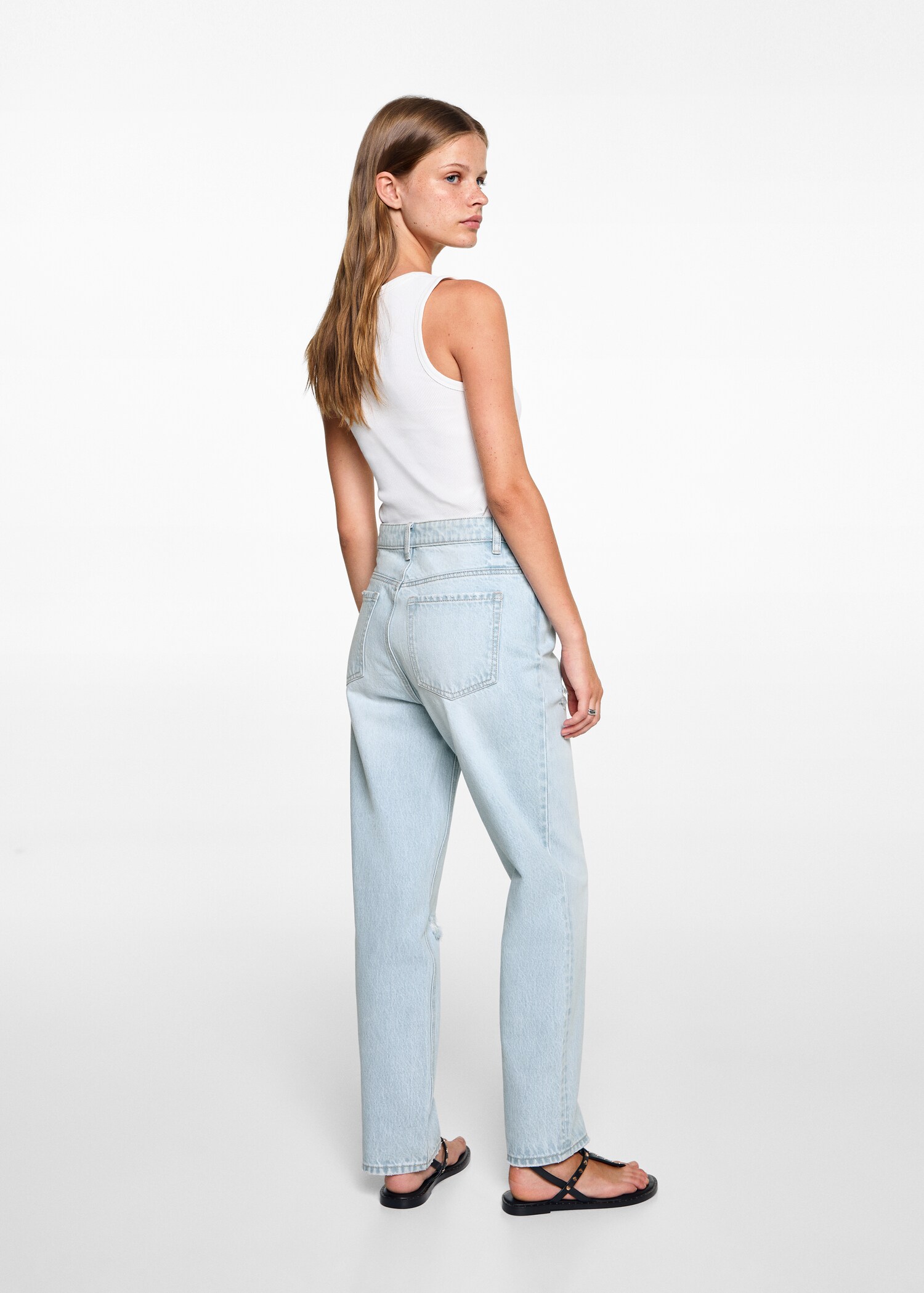 Ripped straight-fit jeans - Reverse of the article